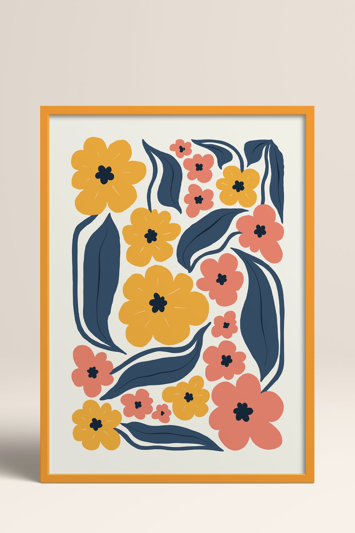 HOMEPACK Ahşap Çerçeveli Tablo Çerçeveli Poster Sanatsal Modern Duvar Dekoru FLOWER-217
