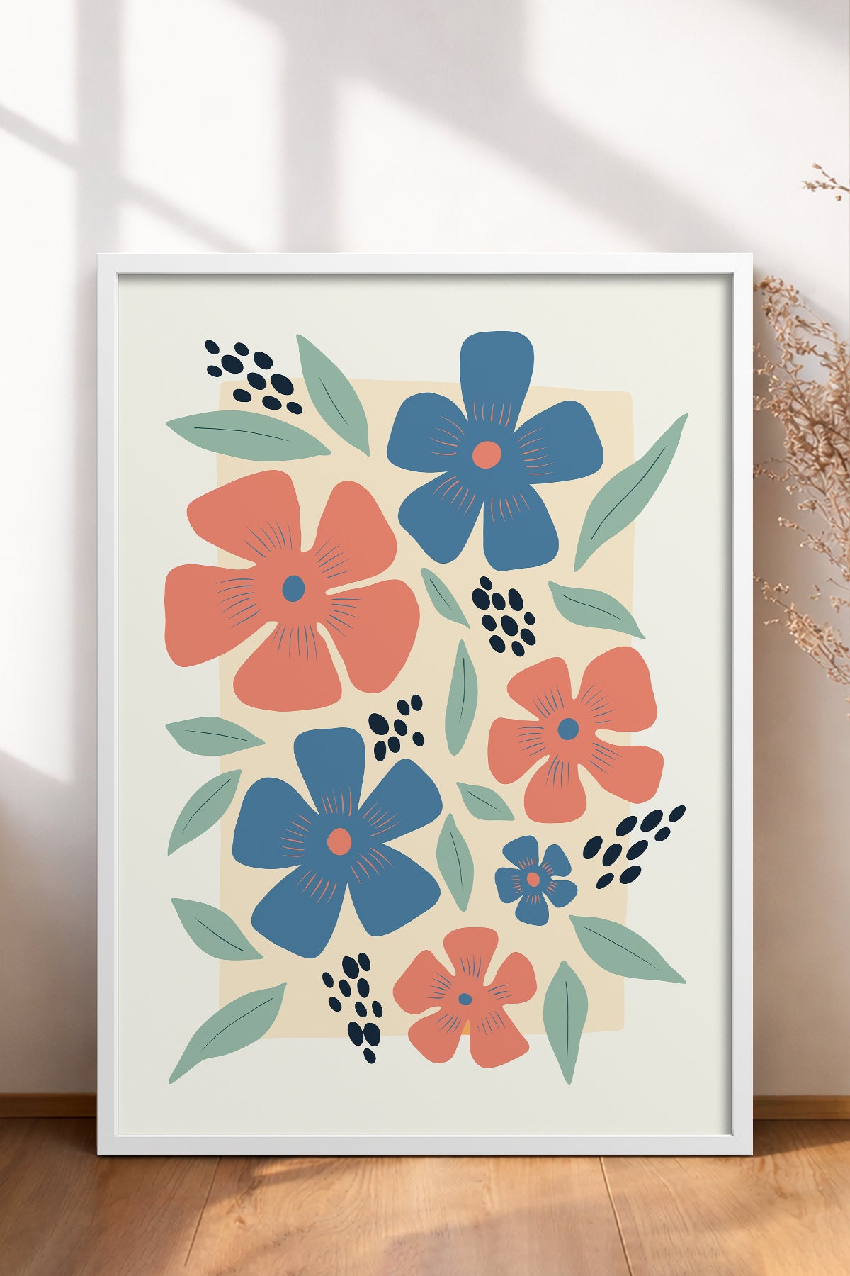HOMEPACK Ahşap Çerçeveli Tablo Çerçeveli Poster Sanatsal Modern Duvar Dekoru FLOWER-218