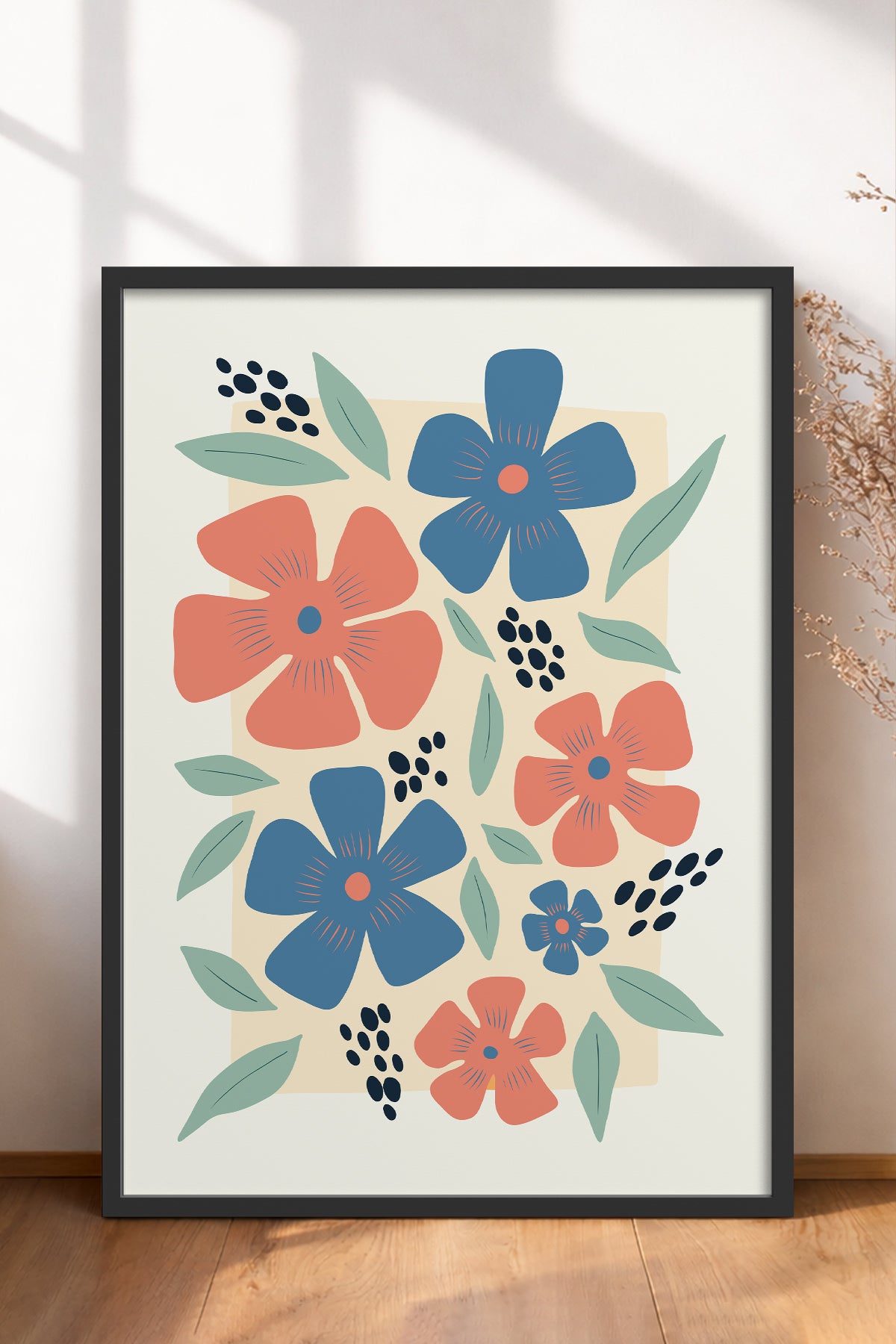 HOMEPACK Ahşap Çerçeveli Tablo Çerçeveli Poster Sanatsal Modern Duvar Dekoru FLOWER-218