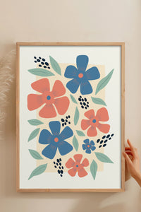 HOMEPACK Ahşap Çerçeveli Tablo Çerçeveli Poster Sanatsal Modern Duvar Dekoru FLOWER-218