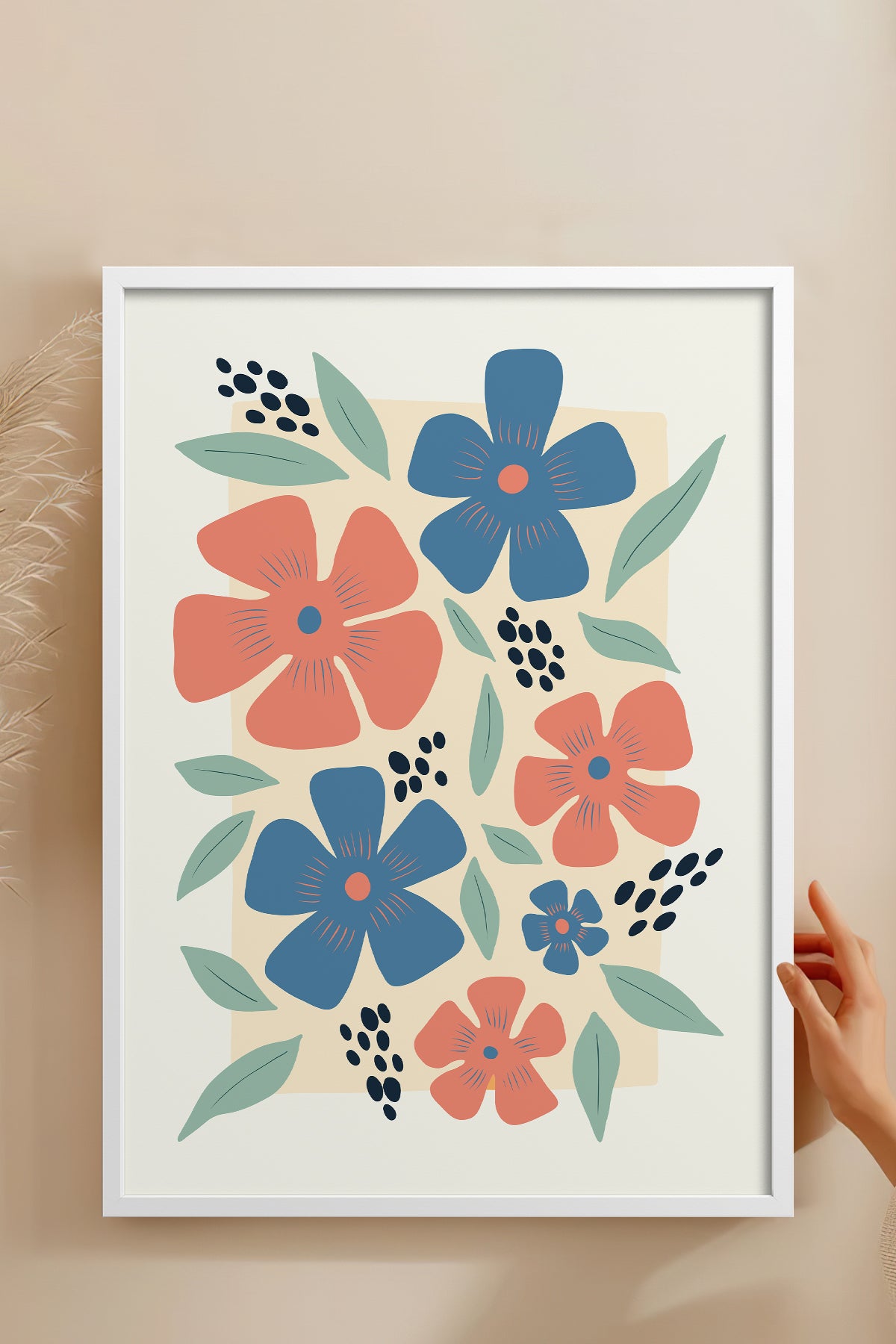 HOMEPACK Ahşap Çerçeveli Tablo Çerçeveli Poster Sanatsal Modern Duvar Dekoru FLOWER-218