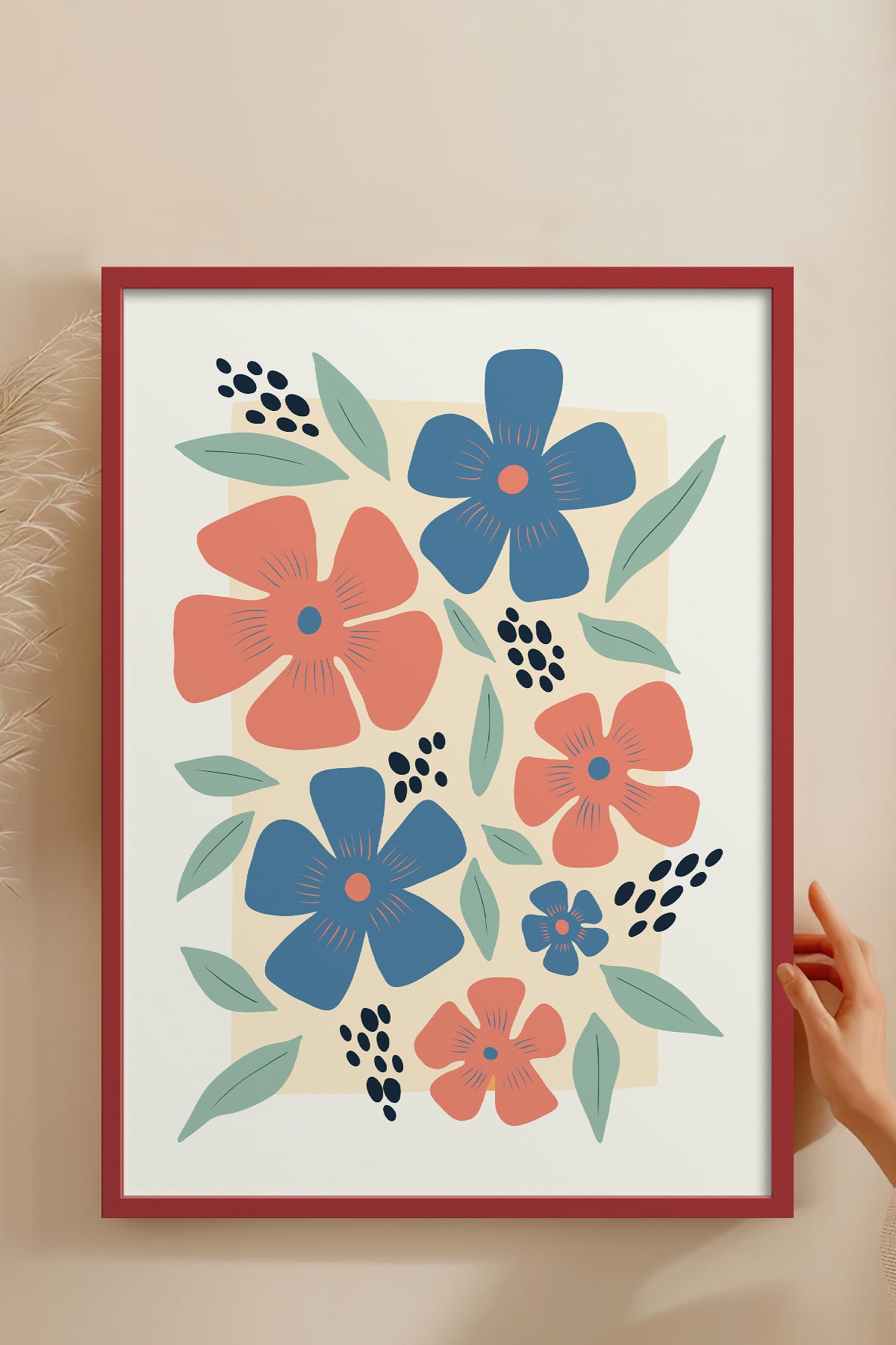 HOMEPACK Ahşap Çerçeveli Tablo Çerçeveli Poster Sanatsal Modern Duvar Dekoru FLOWER-218