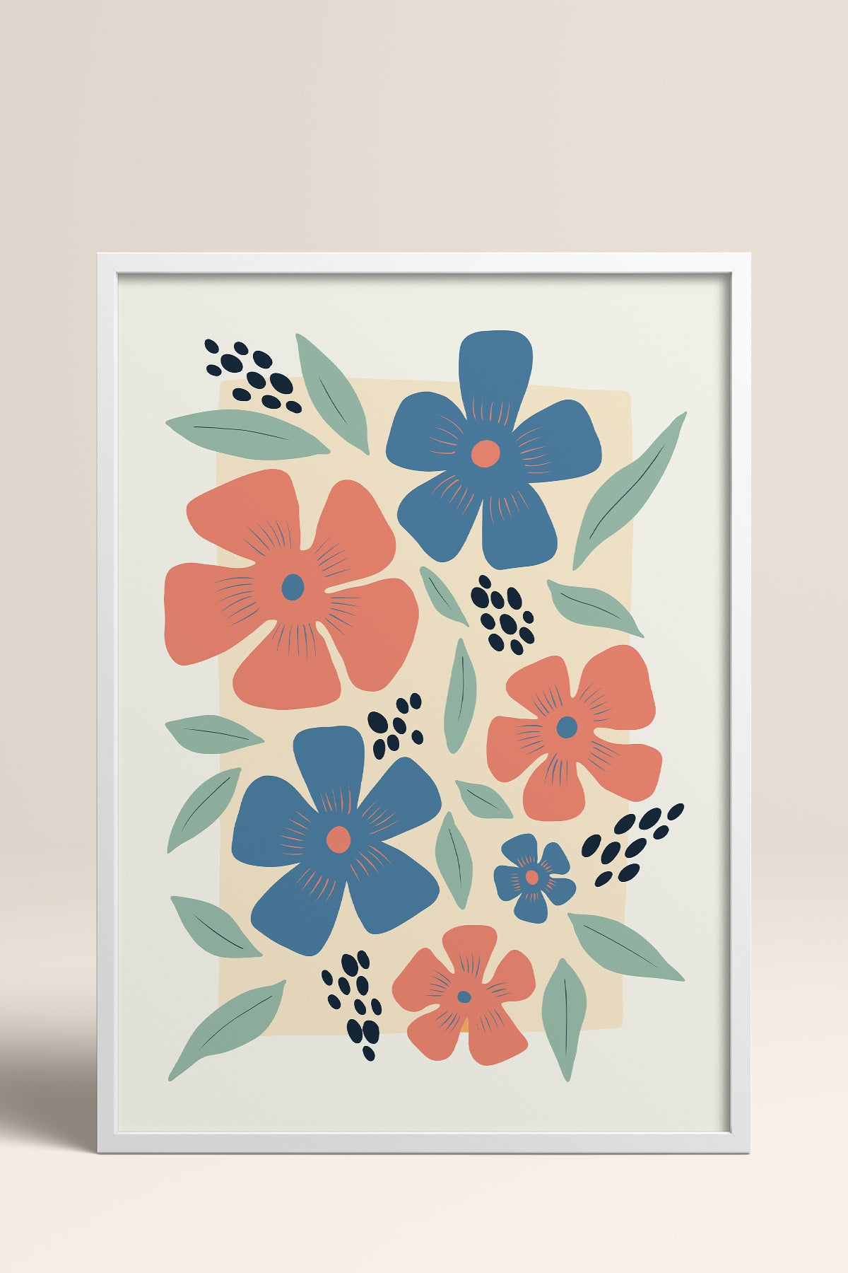 HOMEPACK Ahşap Çerçeveli Tablo Çerçeveli Poster Sanatsal Modern Duvar Dekoru FLOWER-218
