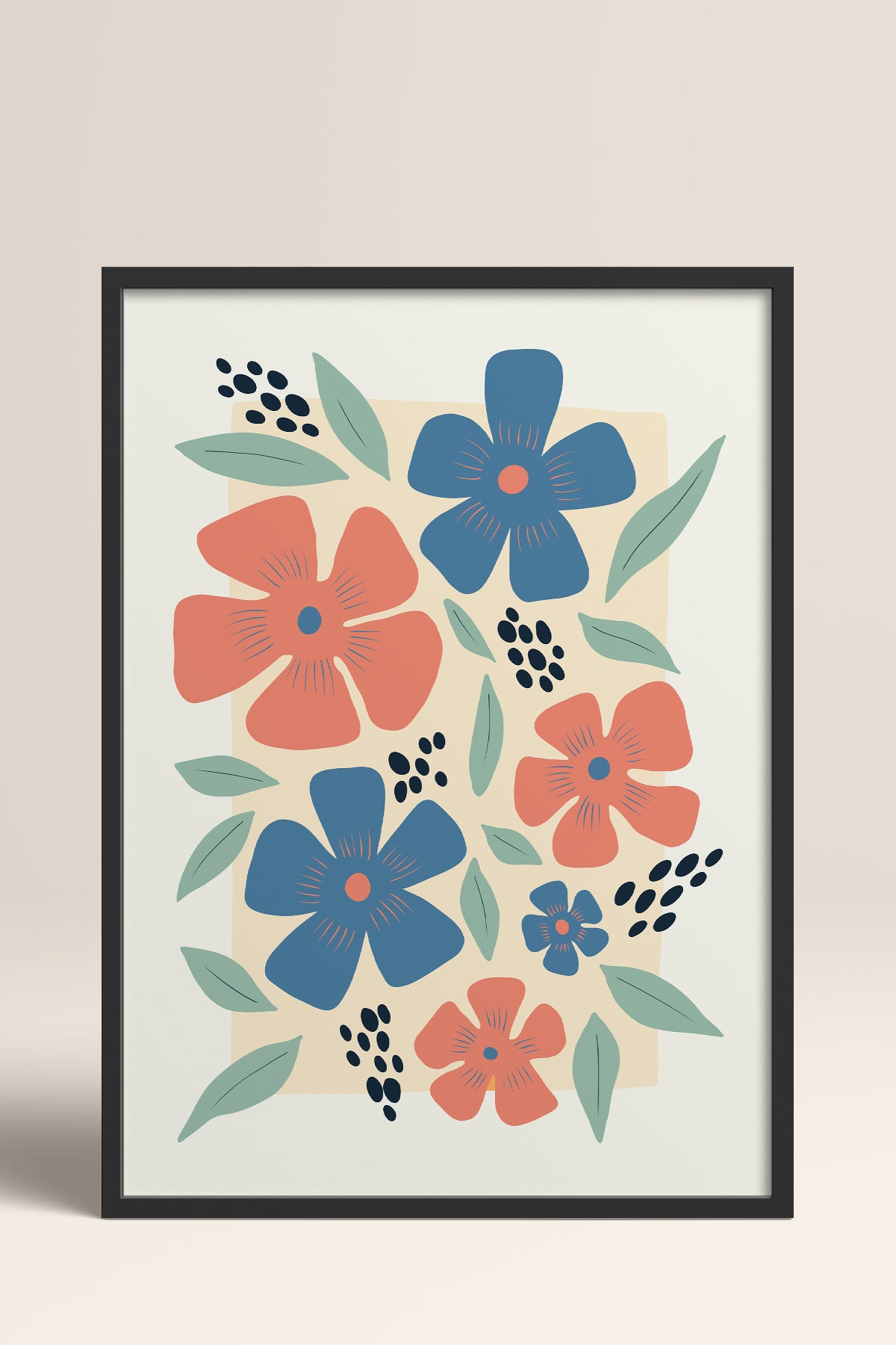 HOMEPACK Ahşap Çerçeveli Tablo Çerçeveli Poster Sanatsal Modern Duvar Dekoru FLOWER-218