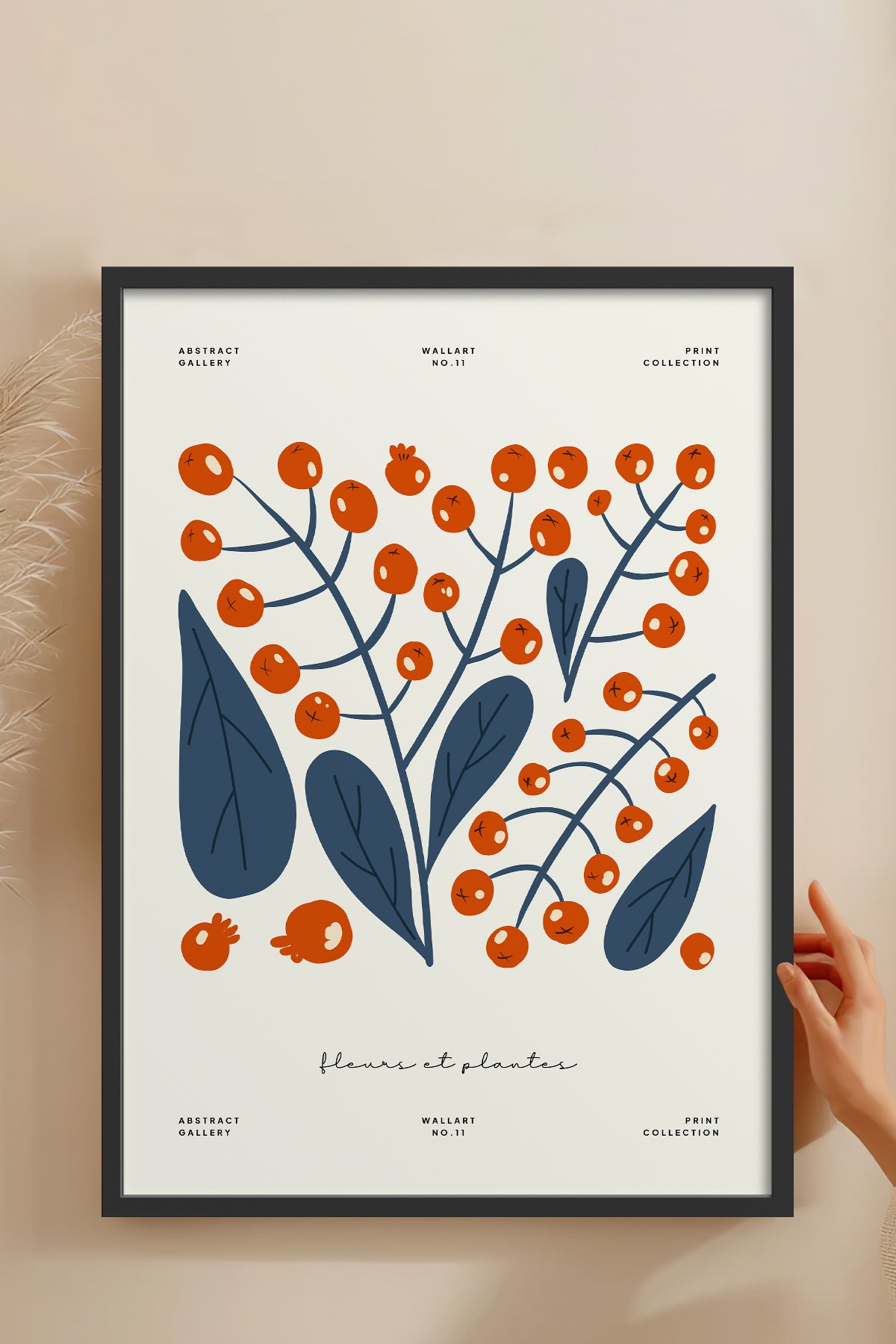 HOMEPACK Ahşap Çerçeveli Tablo Çerçeveli Poster Sanatsal Modern Duvar Dekoru FLOWER-219