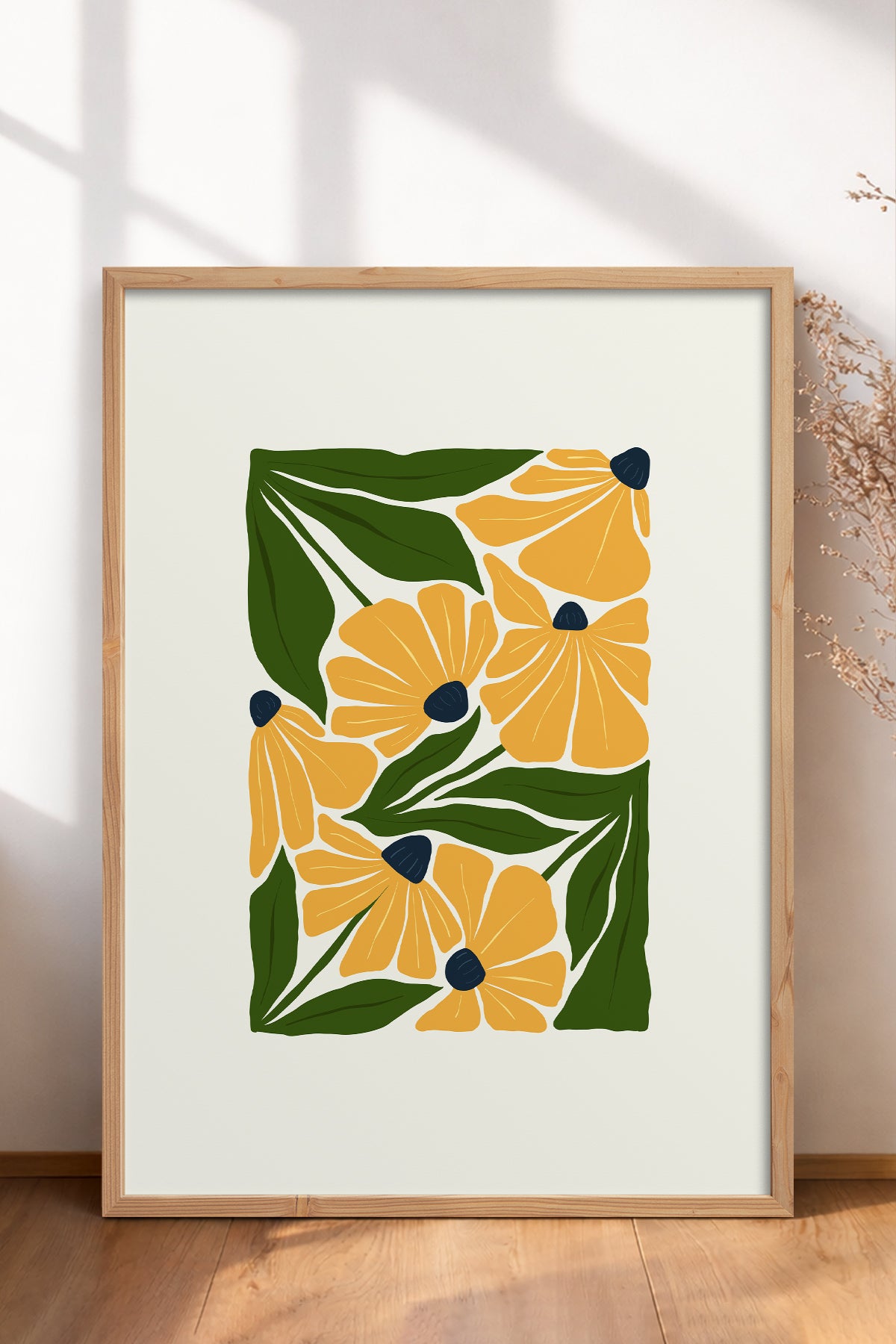 HOMEPACK Ahşap Çerçeveli Tablo Çerçeveli Poster Sanatsal Modern Duvar Dekoru FLOWER-220