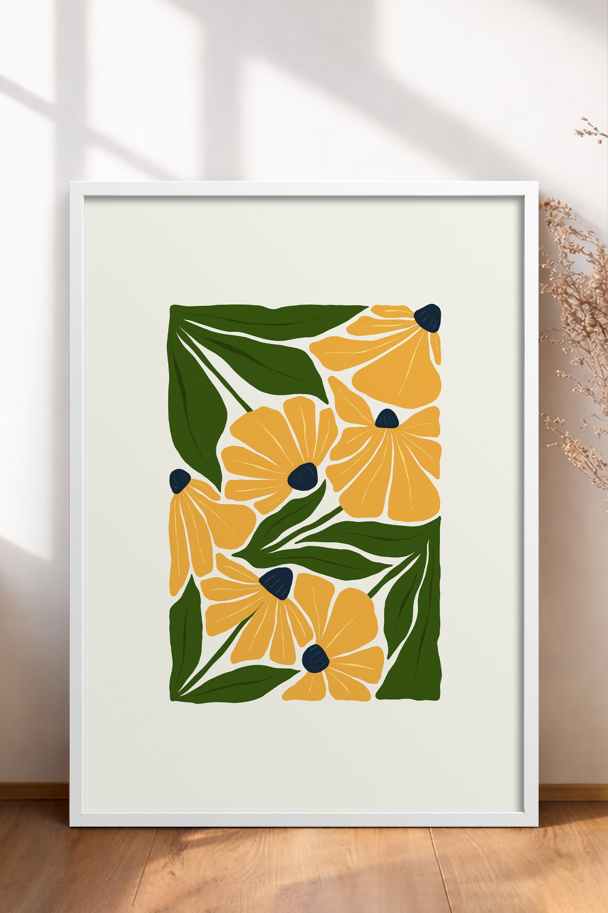 HOMEPACK Ahşap Çerçeveli Tablo Çerçeveli Poster Sanatsal Modern Duvar Dekoru FLOWER-220