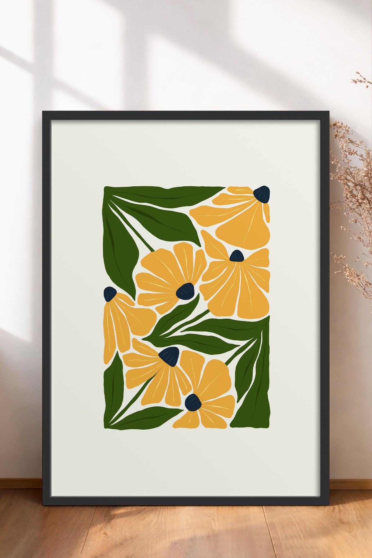 HOMEPACK Ahşap Çerçeveli Tablo Çerçeveli Poster Sanatsal Modern Duvar Dekoru FLOWER-220