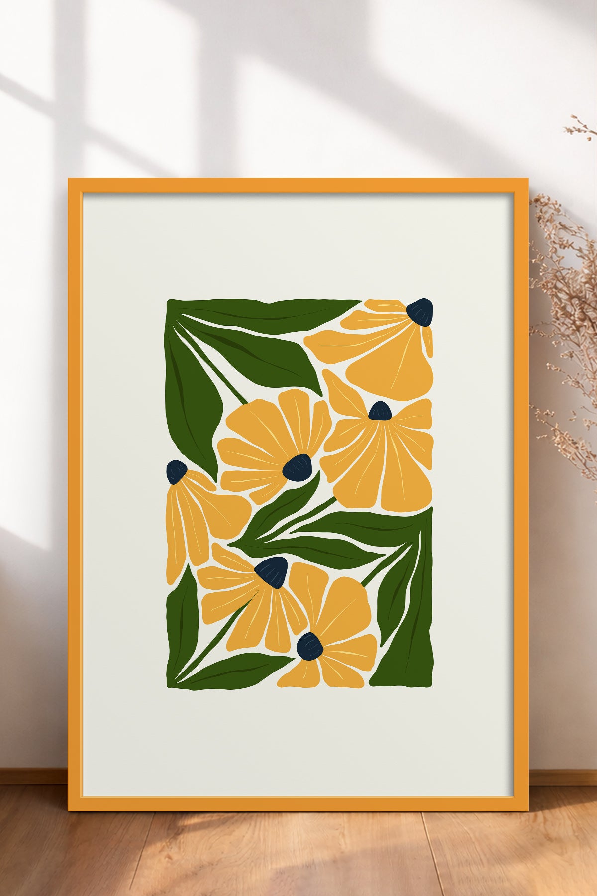 HOMEPACK Ahşap Çerçeveli Tablo Çerçeveli Poster Sanatsal Modern Duvar Dekoru FLOWER-220