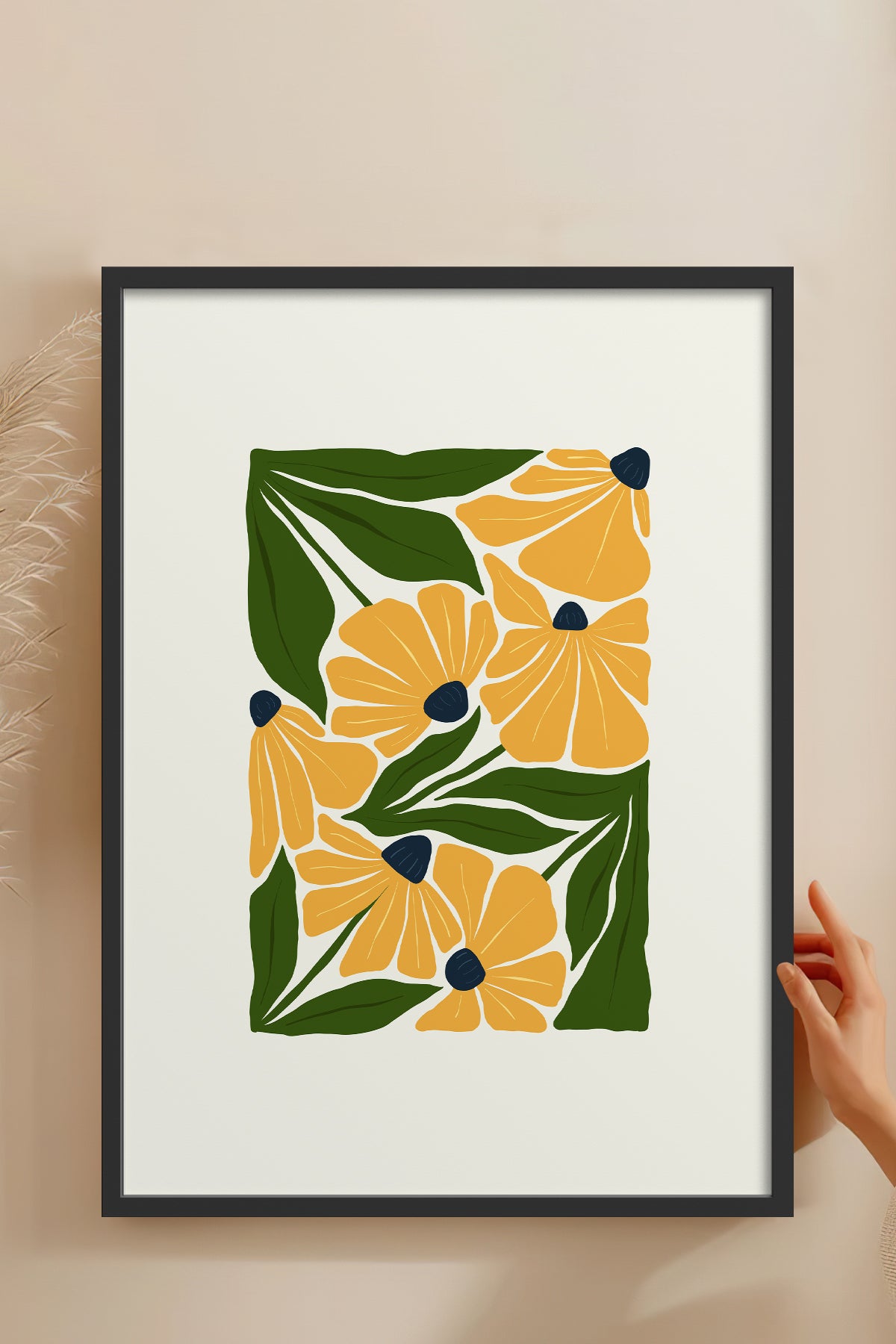 HOMEPACK Ahşap Çerçeveli Tablo Çerçeveli Poster Sanatsal Modern Duvar Dekoru FLOWER-220