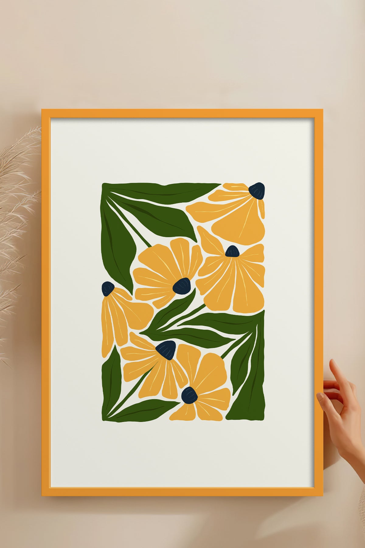 HOMEPACK Ahşap Çerçeveli Tablo Çerçeveli Poster Sanatsal Modern Duvar Dekoru FLOWER-220