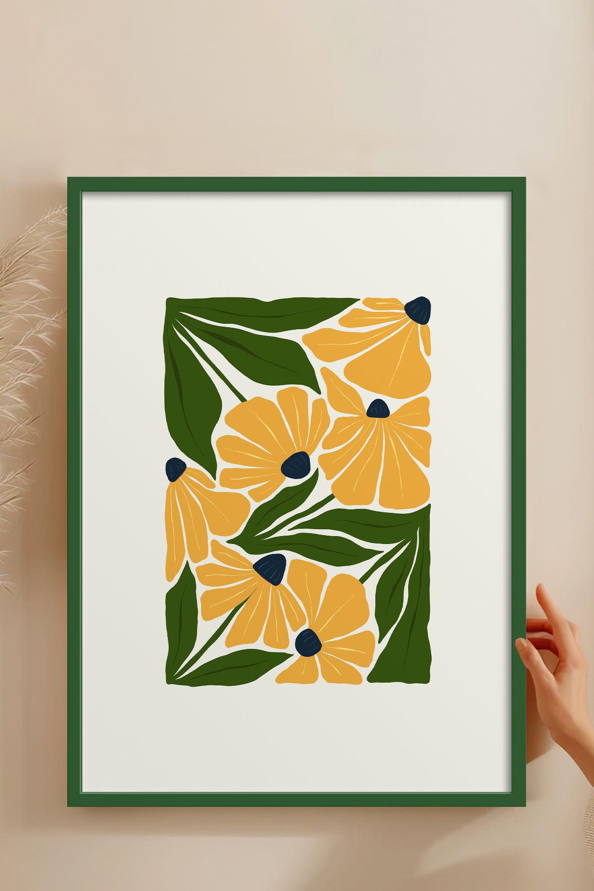 HOMEPACK Ahşap Çerçeveli Tablo Çerçeveli Poster Sanatsal Modern Duvar Dekoru FLOWER-220