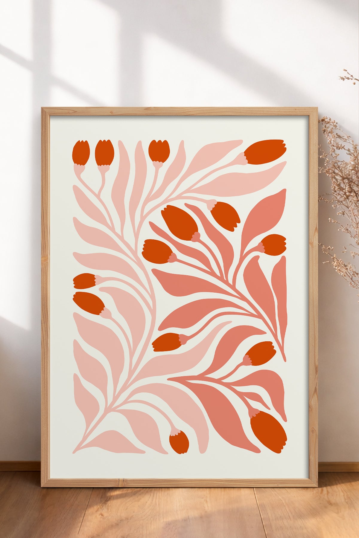 HOMEPACK Ahşap Çerçeveli Tablo Çerçeveli Poster Sanatsal Modern Duvar Dekoru FLOWER-221