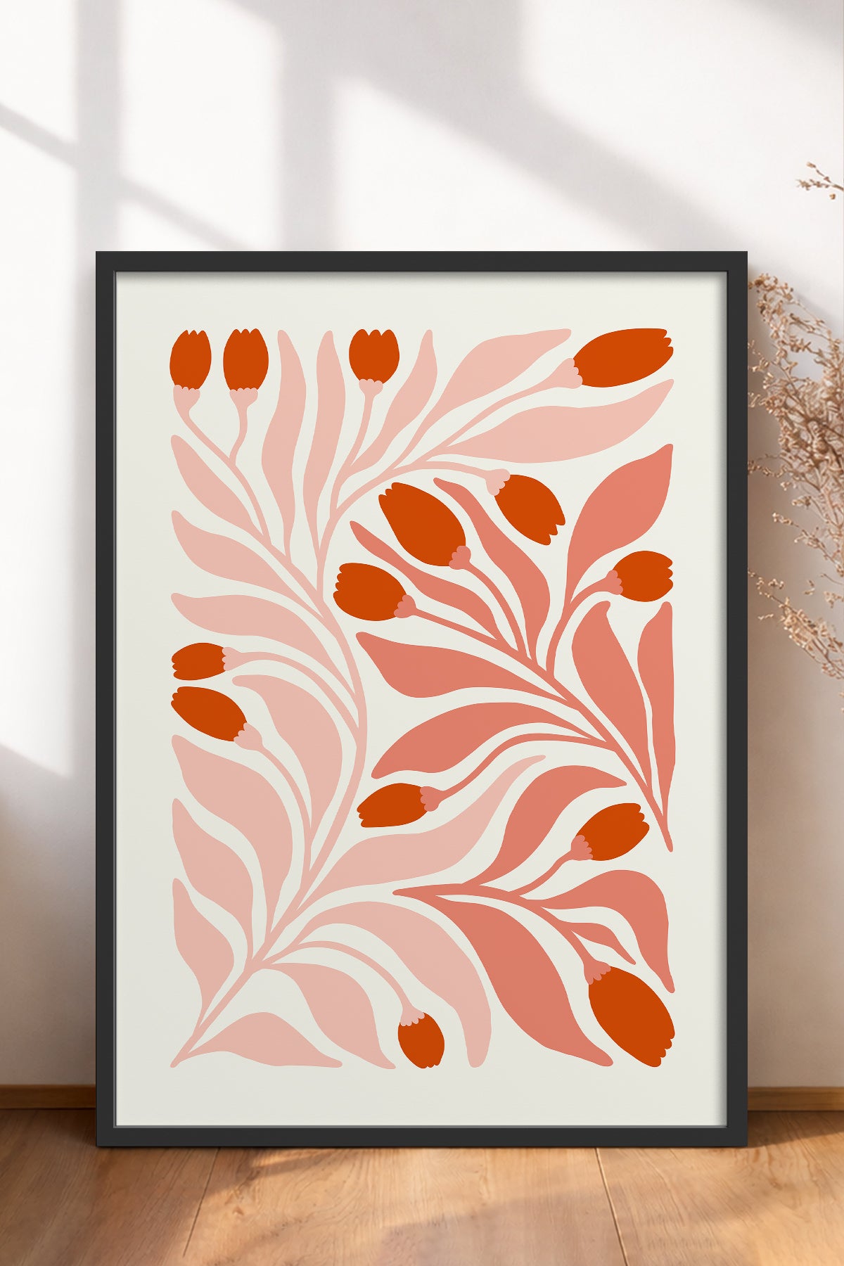 HOMEPACK Ahşap Çerçeveli Tablo Çerçeveli Poster Sanatsal Modern Duvar Dekoru FLOWER-221