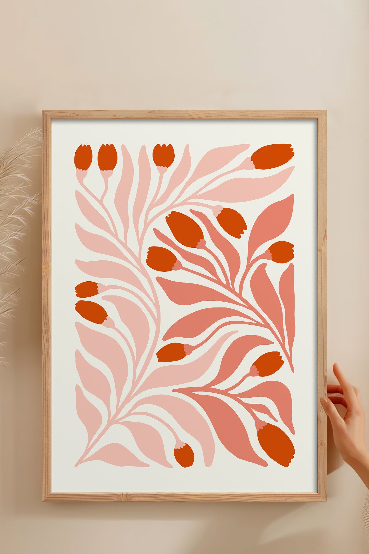 HOMEPACK Ahşap Çerçeveli Tablo Çerçeveli Poster Sanatsal Modern Duvar Dekoru FLOWER-221