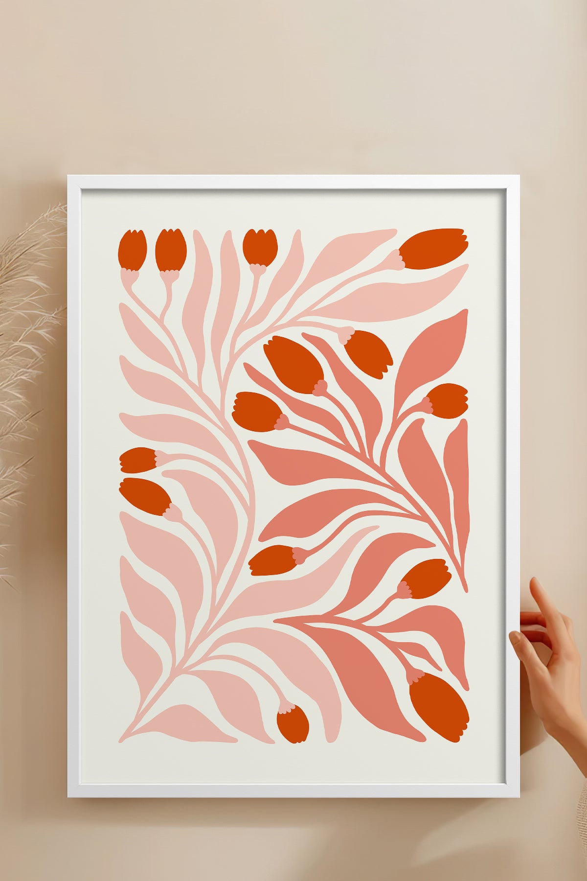 HOMEPACK Ahşap Çerçeveli Tablo Çerçeveli Poster Sanatsal Modern Duvar Dekoru FLOWER-221