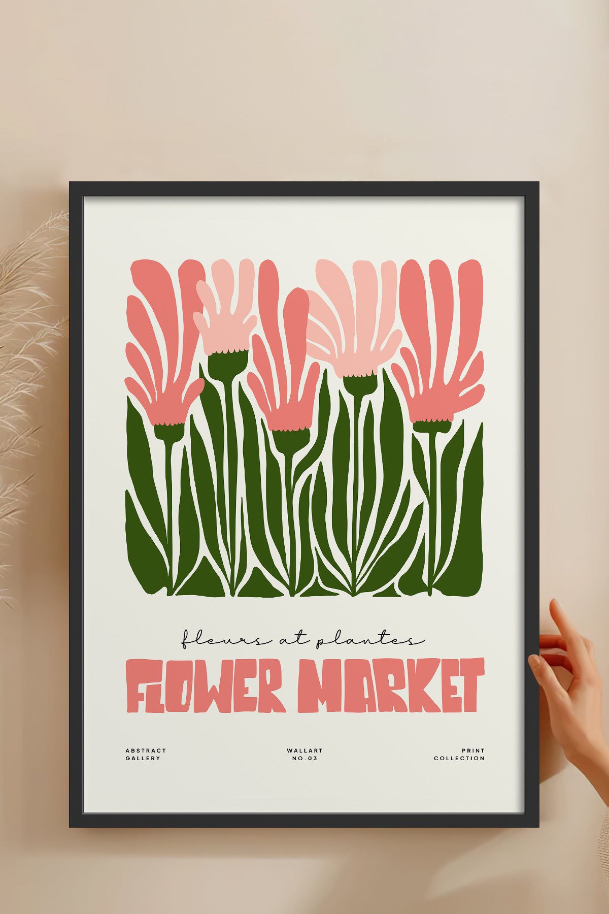 HOMEPACK Ahşap Çerçeveli Tablo Çerçeveli Poster Sanatsal Modern Duvar Dekoru FLOWER-222