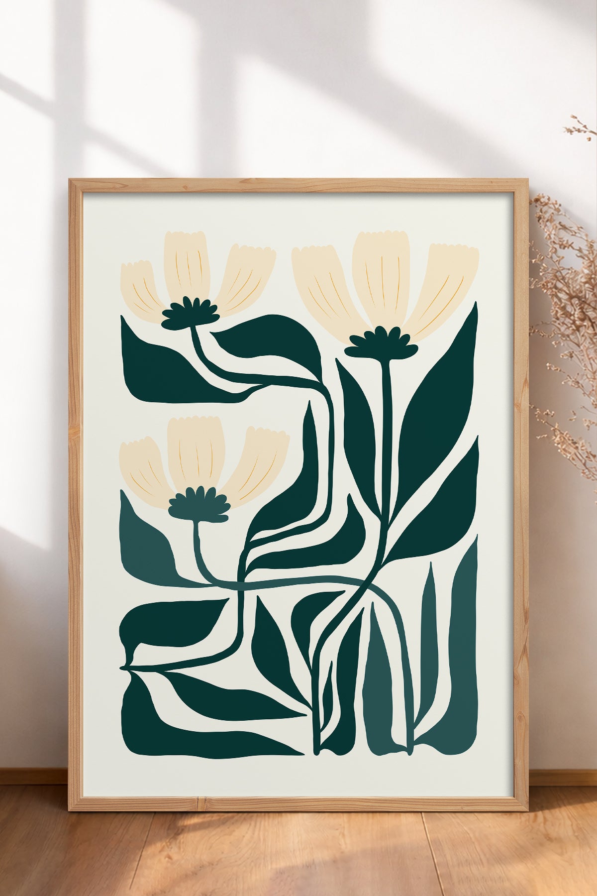 HOMEPACK Ahşap Çerçeveli Tablo Çerçeveli Poster Sanatsal Modern Duvar Dekoru FLOWER-225