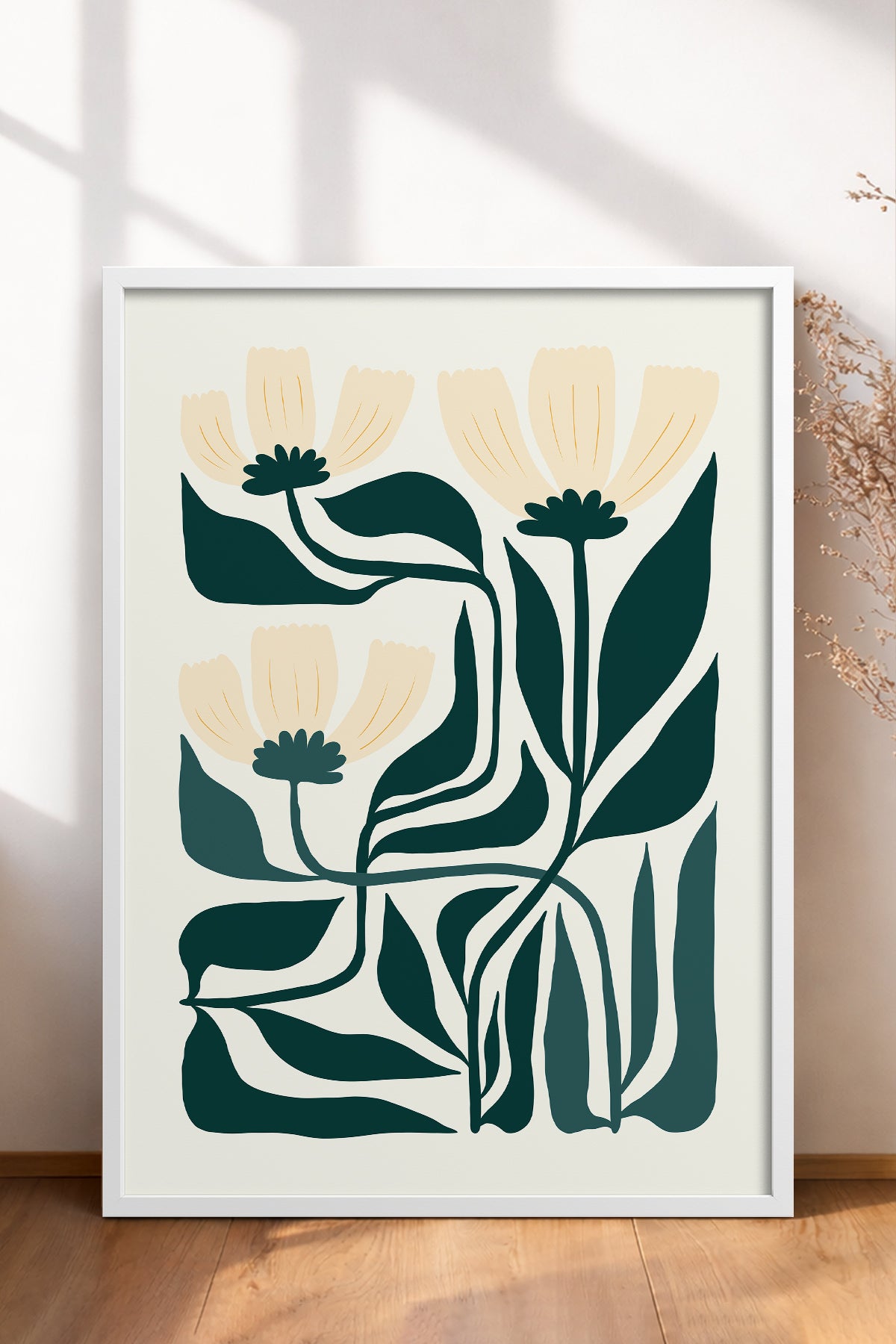 HOMEPACK Ahşap Çerçeveli Tablo Çerçeveli Poster Sanatsal Modern Duvar Dekoru FLOWER-225