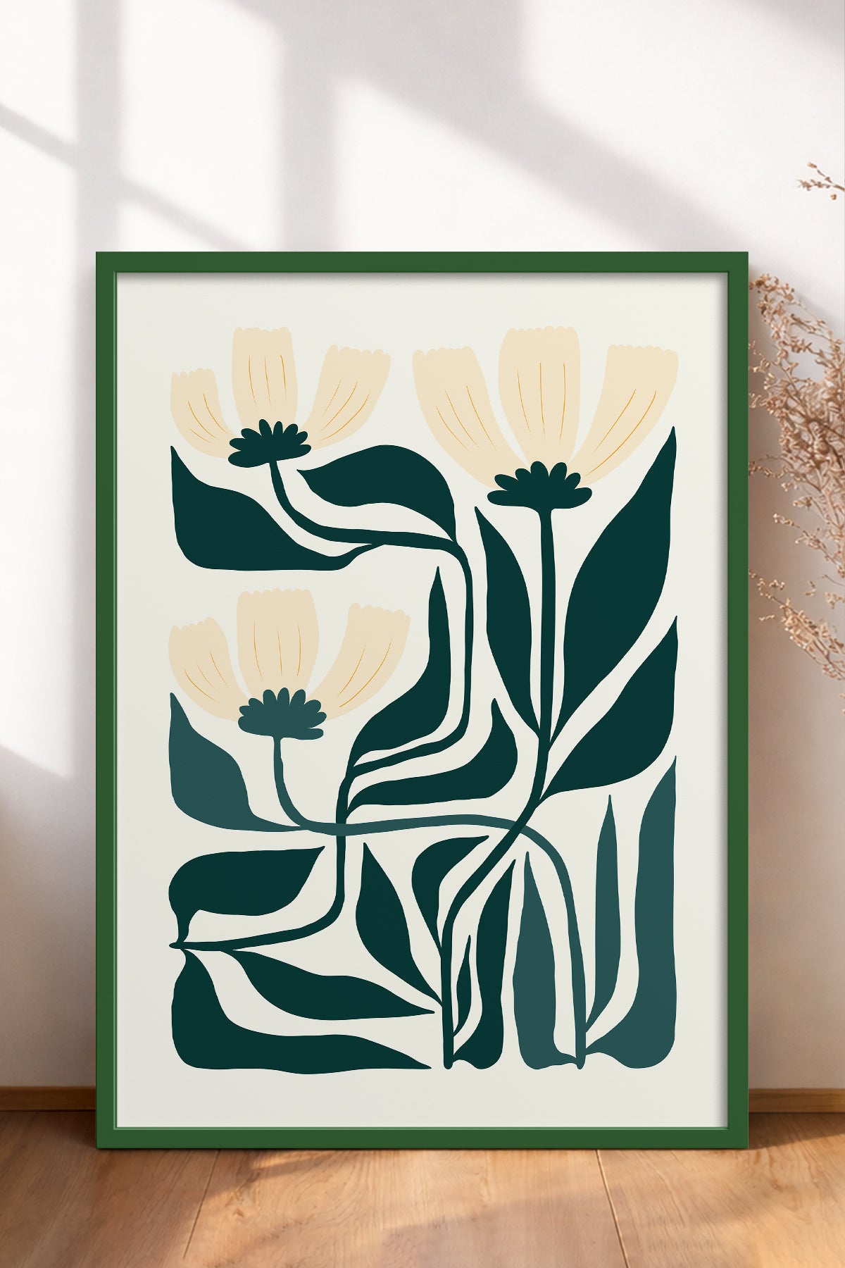 HOMEPACK Ahşap Çerçeveli Tablo Çerçeveli Poster Sanatsal Modern Duvar Dekoru FLOWER-225