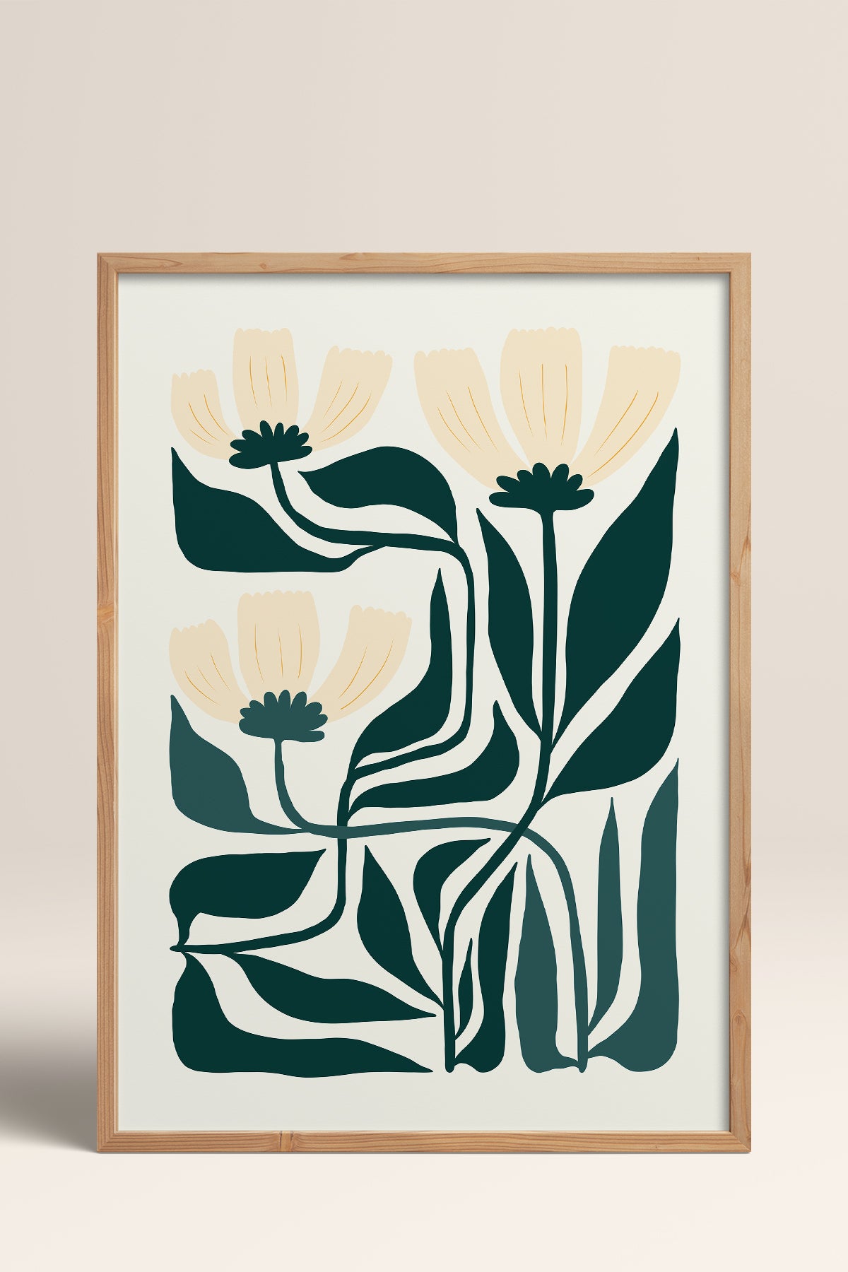 HOMEPACK Ahşap Çerçeveli Tablo Çerçeveli Poster Sanatsal Modern Duvar Dekoru FLOWER-225