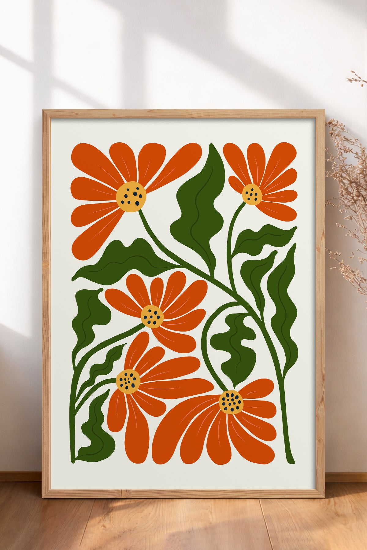 HOMEPACK Ahşap Çerçeveli Tablo Çerçeveli Poster Sanatsal Modern Duvar Dekoru FLOWER-226