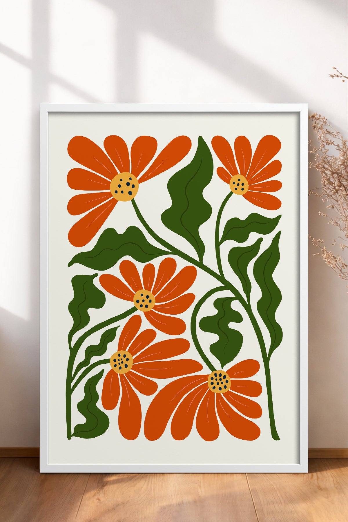 HOMEPACK Ahşap Çerçeveli Tablo Çerçeveli Poster Sanatsal Modern Duvar Dekoru FLOWER-226