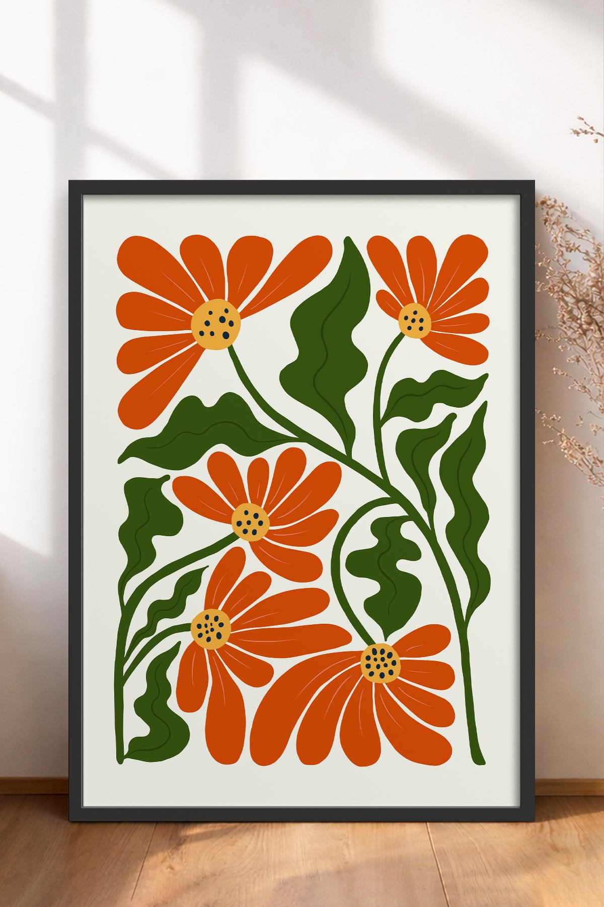 HOMEPACK Ahşap Çerçeveli Tablo Çerçeveli Poster Sanatsal Modern Duvar Dekoru FLOWER-226