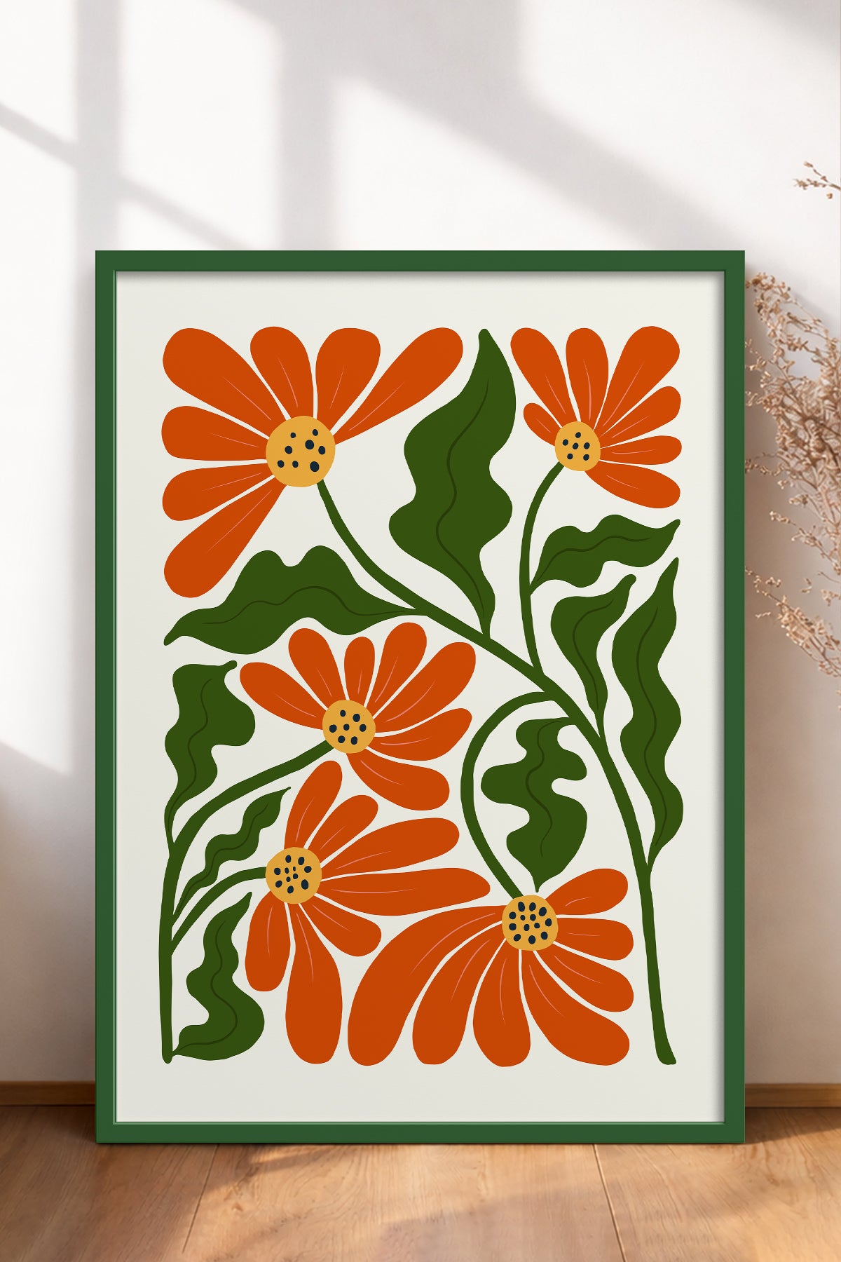 HOMEPACK Ahşap Çerçeveli Tablo Çerçeveli Poster Sanatsal Modern Duvar Dekoru FLOWER-226