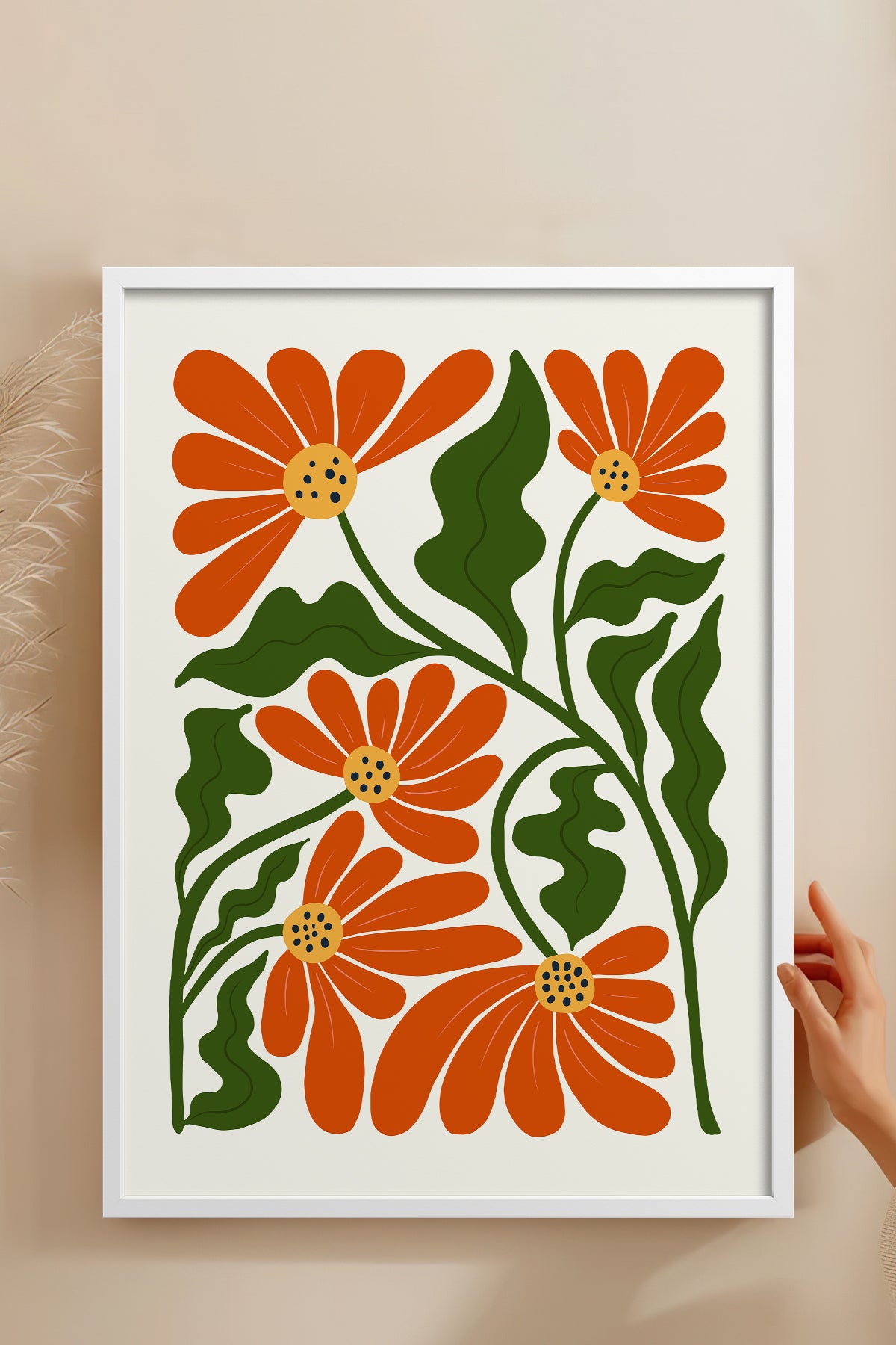 HOMEPACK Ahşap Çerçeveli Tablo Çerçeveli Poster Sanatsal Modern Duvar Dekoru FLOWER-226