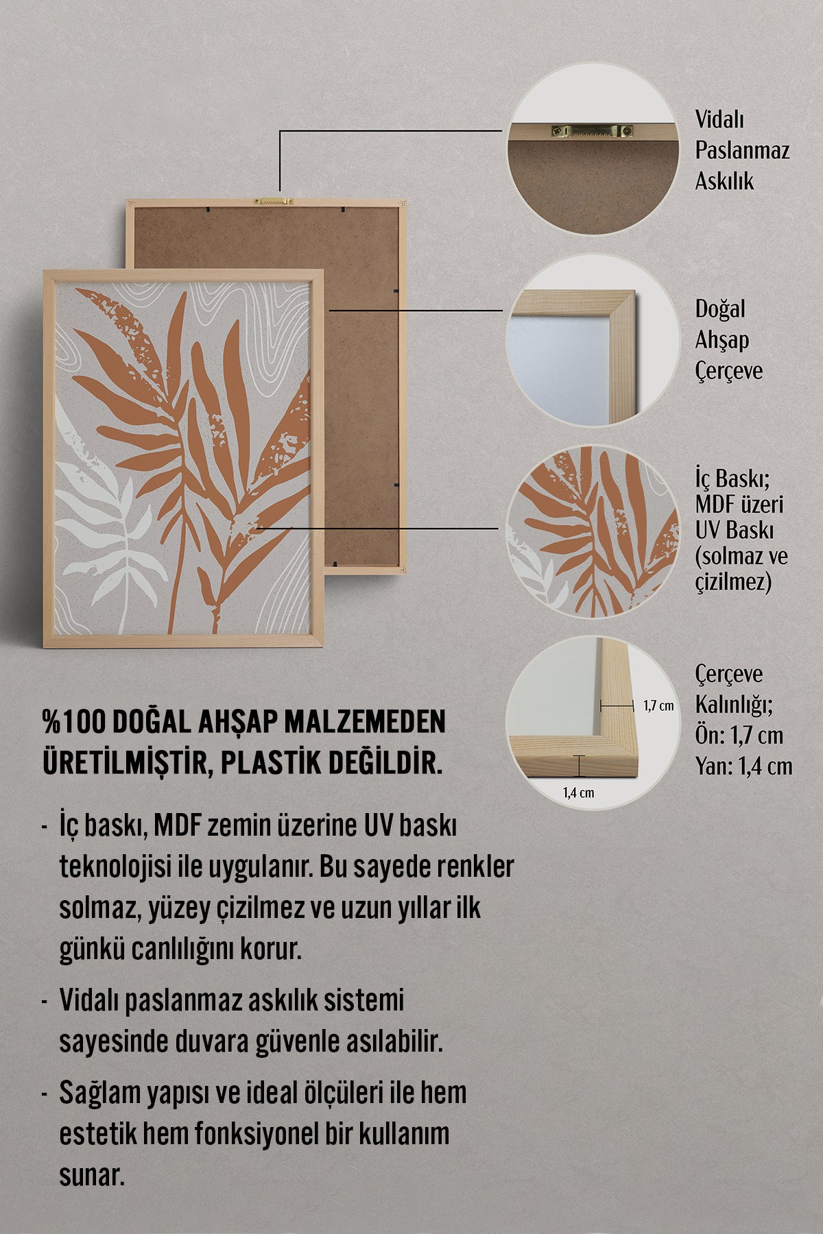 HOMEPACK Ahşap Çerçeveli Tablo Çerçeveli Poster Sanatsal Modern Duvar Dekoru FLOWER-24