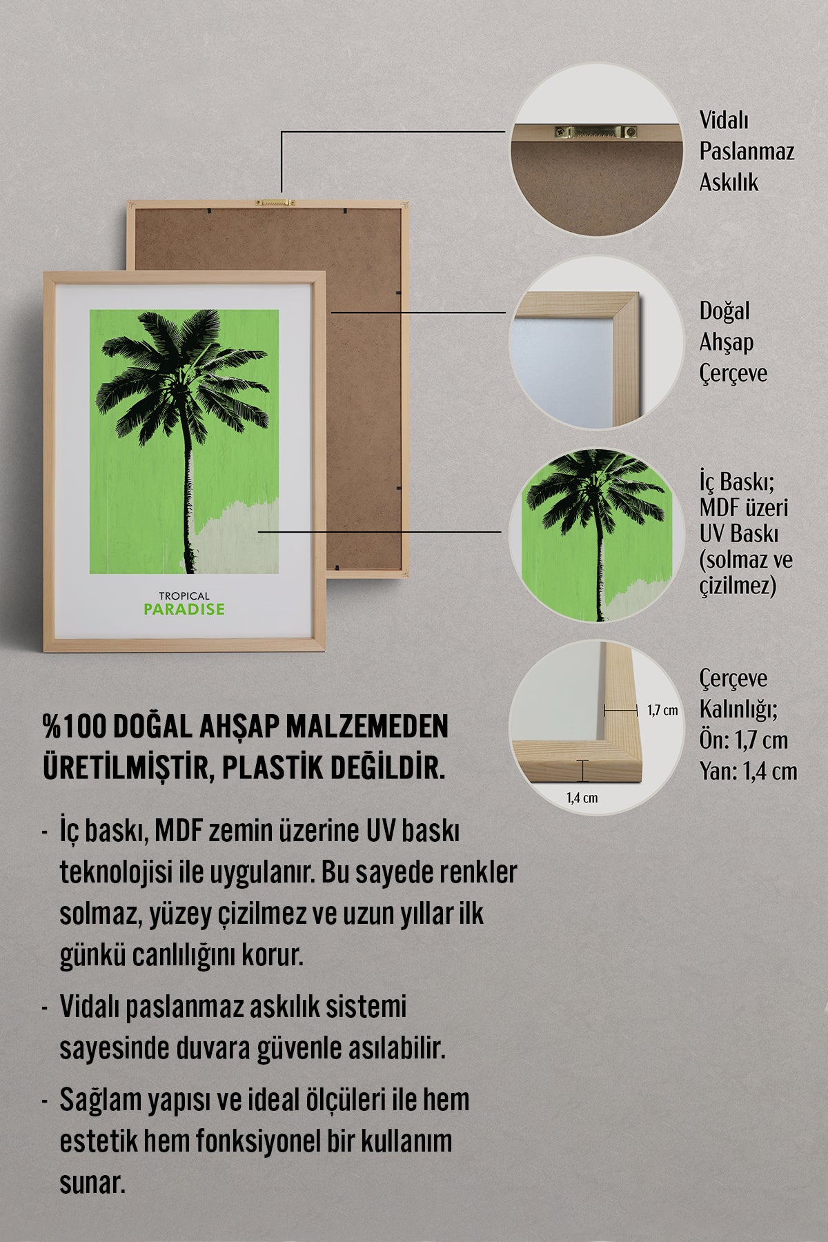 HOMEPACK Ahşap Çerçeveli Tablo Çerçeveli Poster Sanatsal Modern Duvar Dekoru FLOWER-242