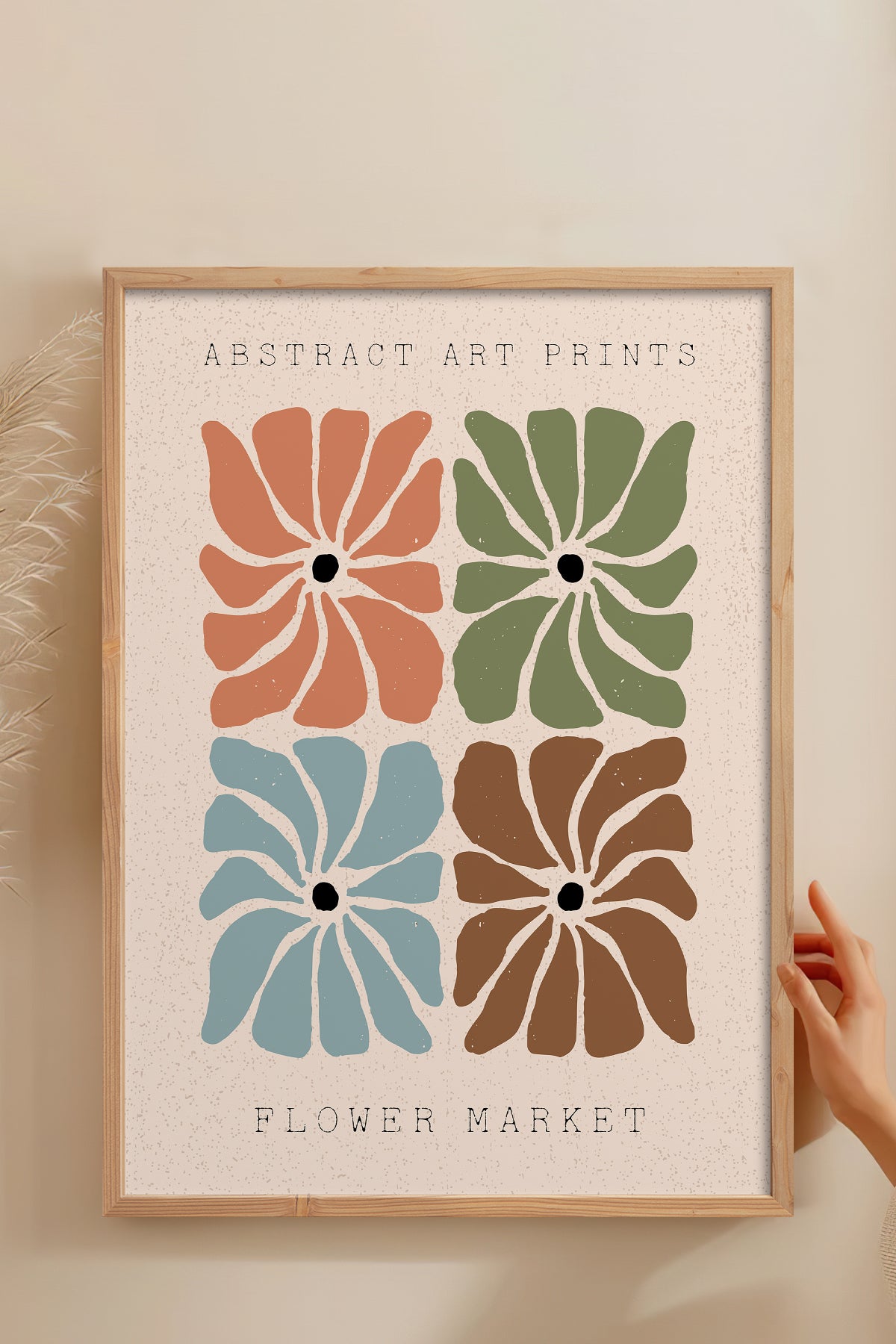 HOMEPACK Ahşap Çerçeveli Tablo Çerçeveli Poster Sanatsal Modern Duvar Dekoru FLOWER-26
