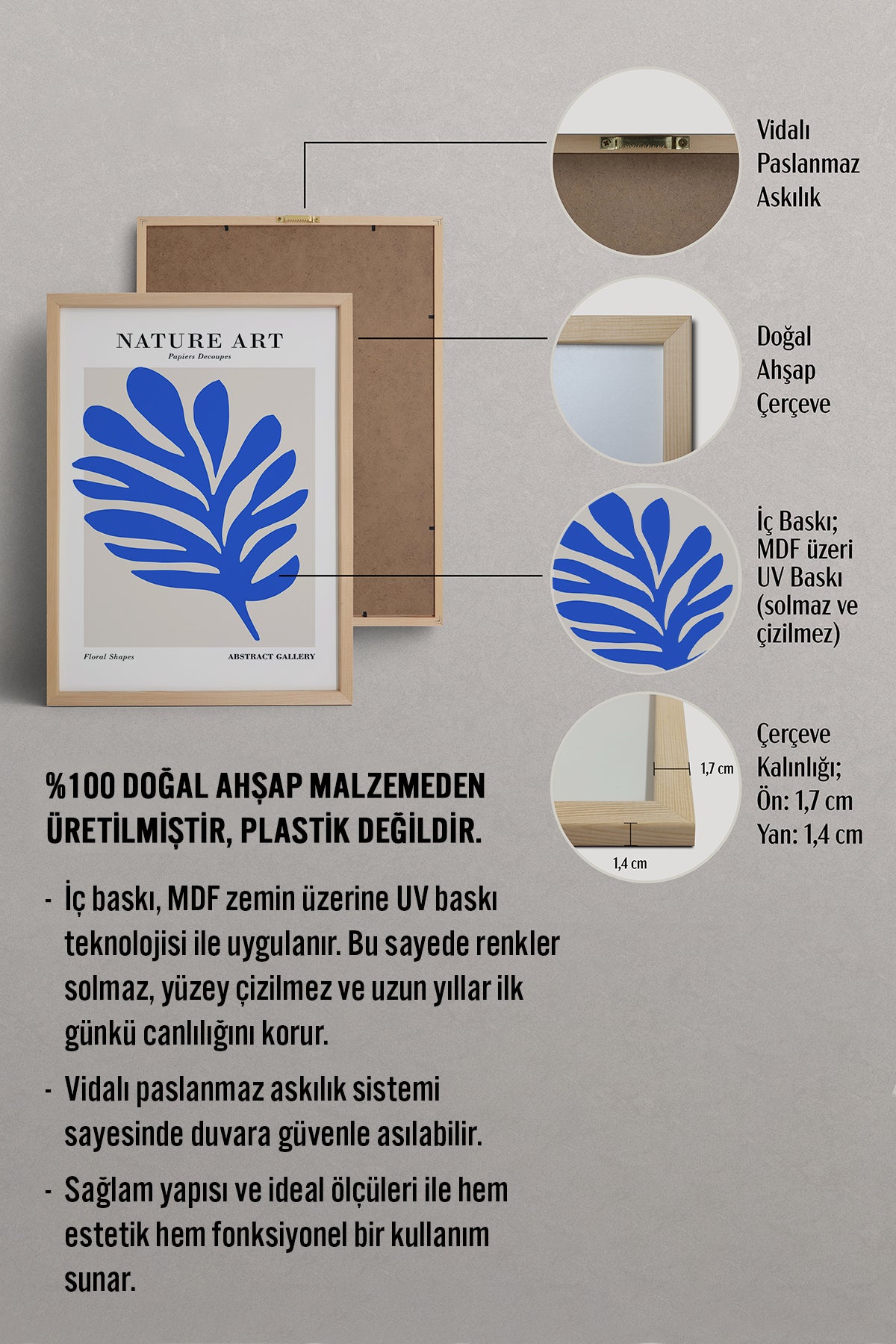 HOMEPACK Ahşap Çerçeveli Tablo Çerçeveli Poster Sanatsal Modern Duvar Dekoru FLOWER-263