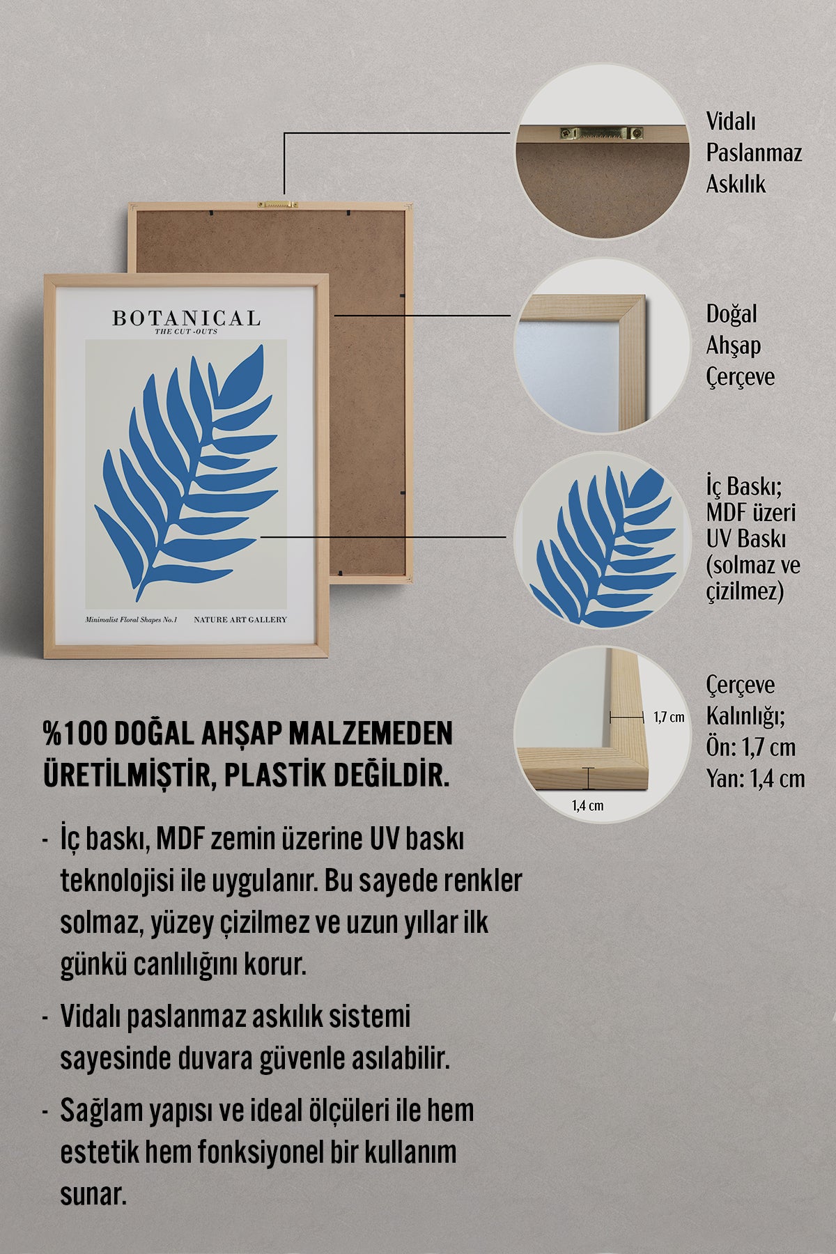 HOMEPACK Ahşap Çerçeveli Tablo Çerçeveli Poster Sanatsal Modern Duvar Dekoru FLOWER-270