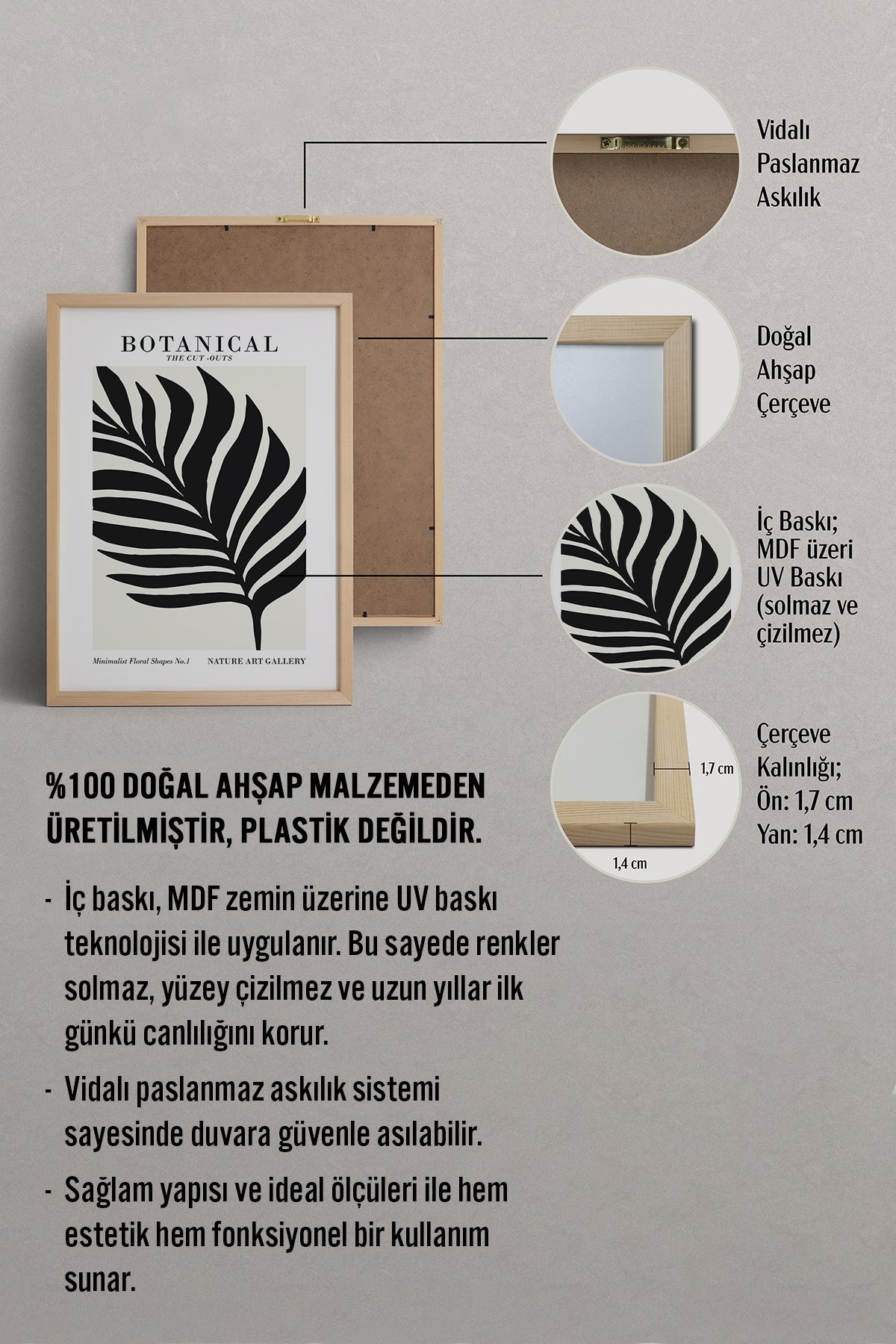 HOMEPACK Ahşap Çerçeveli Tablo Çerçeveli Poster Sanatsal Modern Duvar Dekoru FLOWER-271