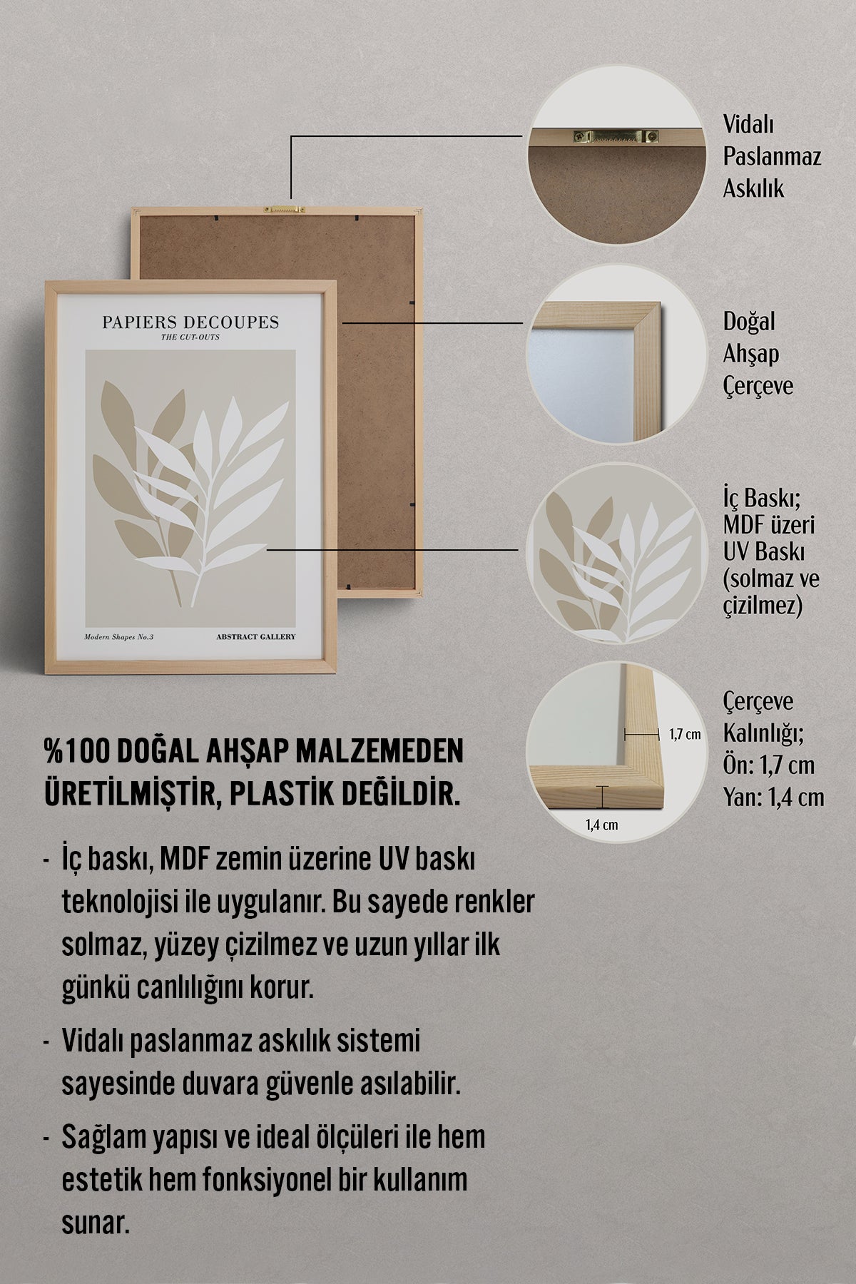 HOMEPACK Ahşap Çerçeveli Tablo Çerçeveli Poster Sanatsal Modern Duvar Dekoru FLOWER-287