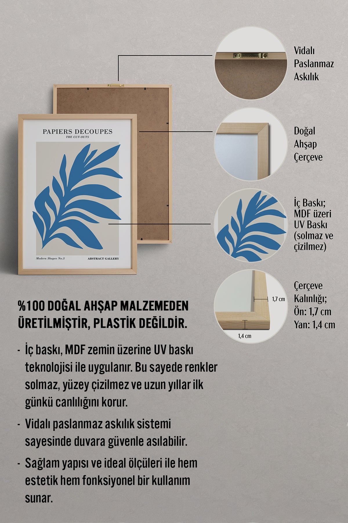 HOMEPACK Ahşap Çerçeveli Tablo Çerçeveli Poster Sanatsal Modern Duvar Dekoru FLOWER-291