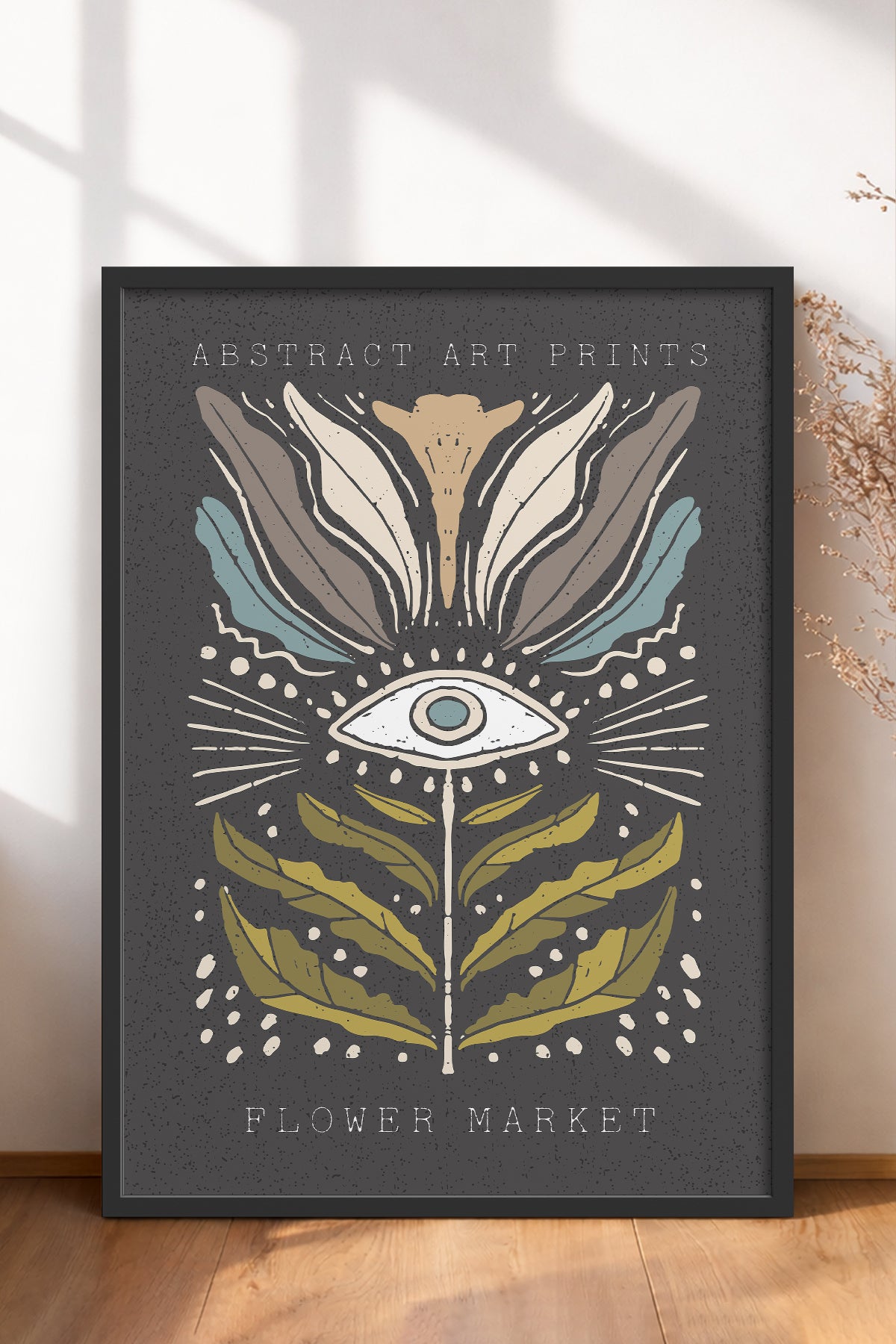 HOMEPACK Ahşap Çerçeveli Tablo Çerçeveli Poster Sanatsal Modern Duvar Dekoru FLOWER-34
