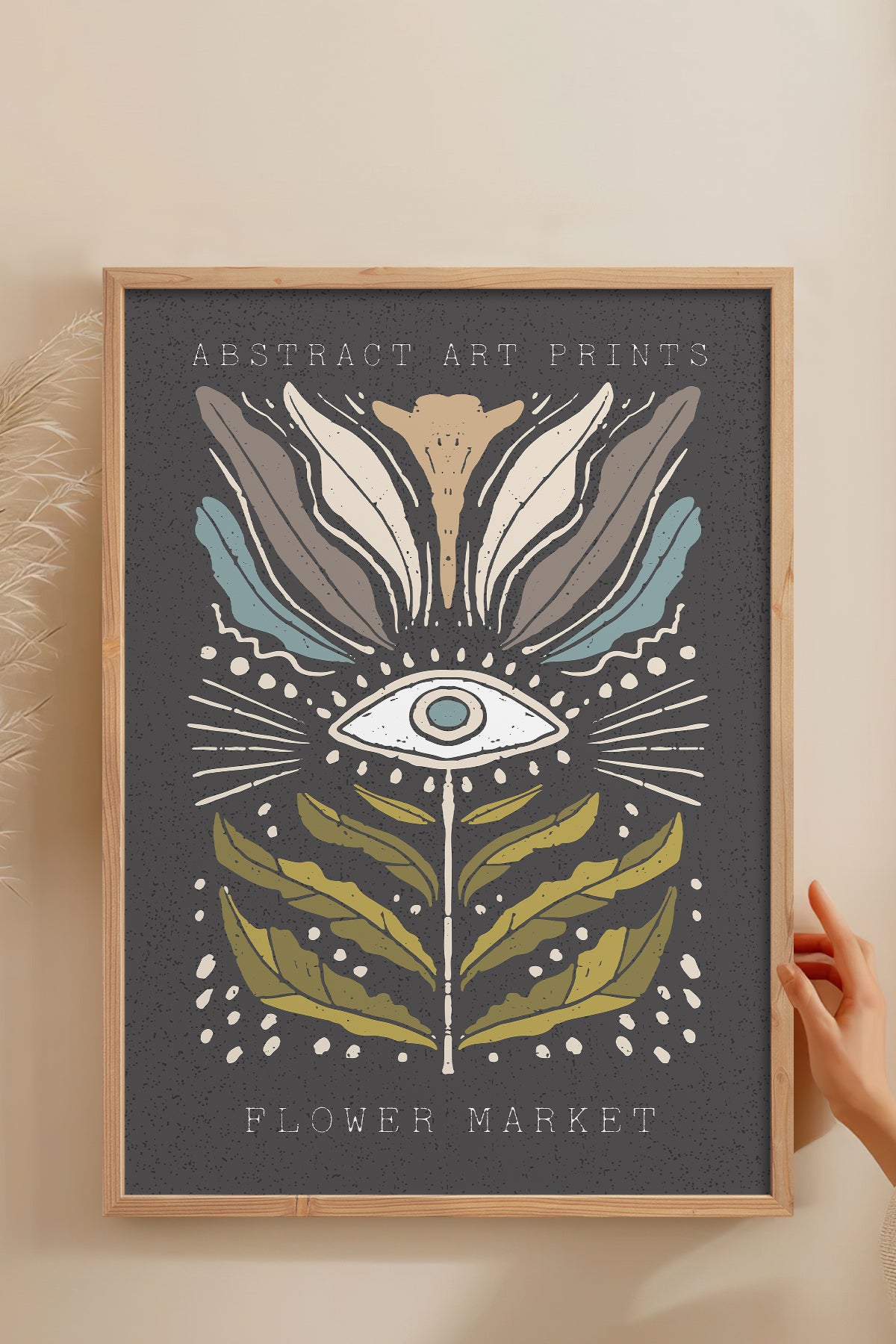 HOMEPACK Ahşap Çerçeveli Tablo Çerçeveli Poster Sanatsal Modern Duvar Dekoru FLOWER-34