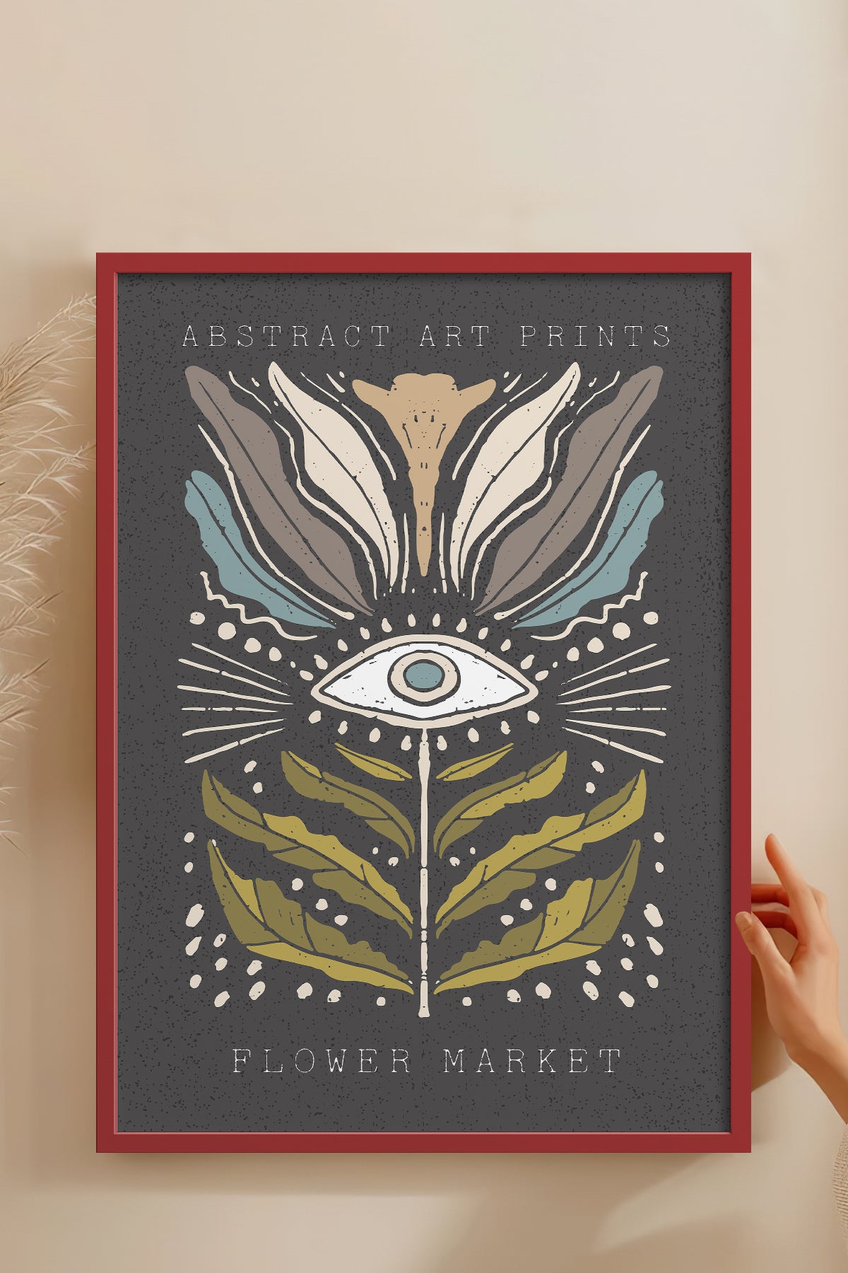 HOMEPACK Ahşap Çerçeveli Tablo Çerçeveli Poster Sanatsal Modern Duvar Dekoru FLOWER-34