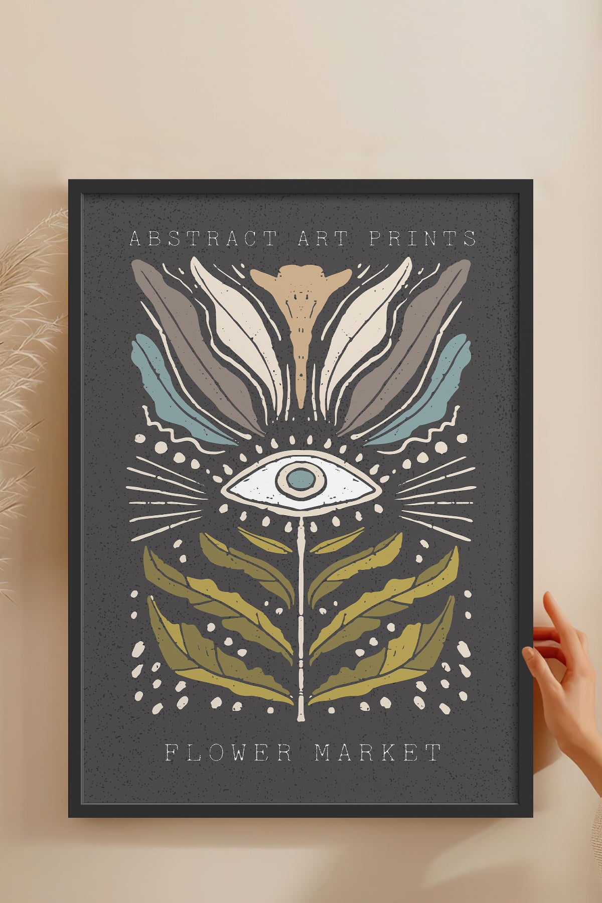 HOMEPACK Ahşap Çerçeveli Tablo Çerçeveli Poster Sanatsal Modern Duvar Dekoru FLOWER-34