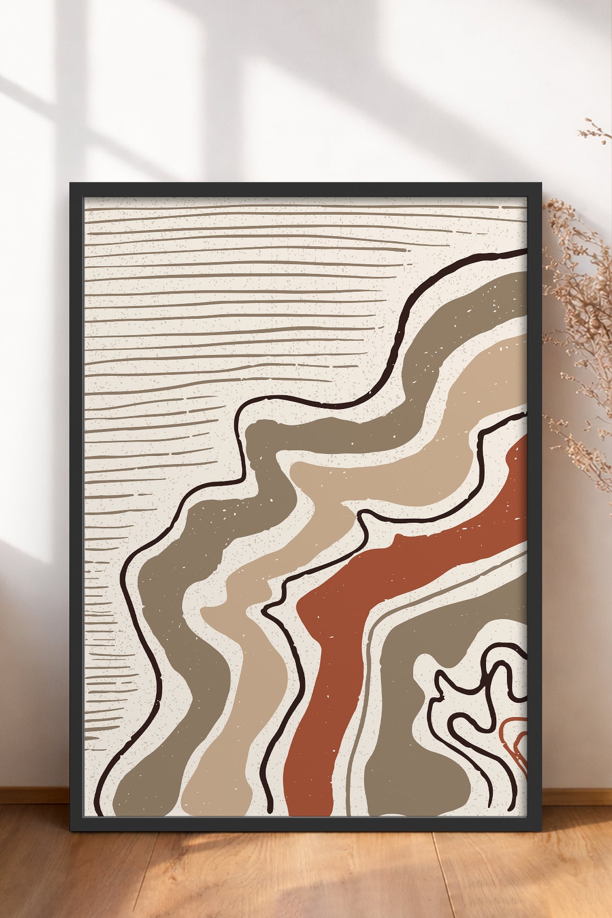 HOMEPACK Ahşap Çerçeveli Tablo Çerçeveli Poster Sanatsal Modern Duvar Dekoru FLOWER-37