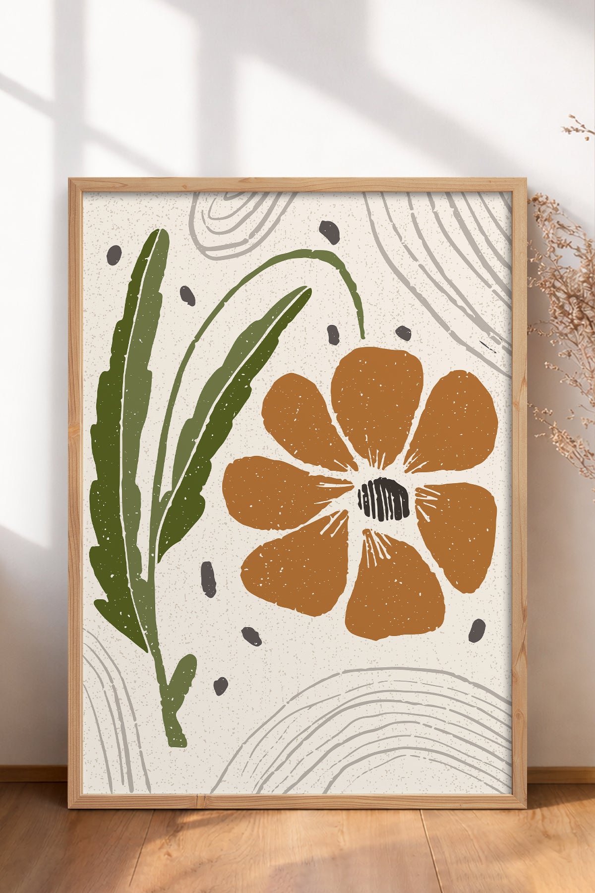 HOMEPACK Ahşap Çerçeveli Tablo Çerçeveli Poster Sanatsal Modern Duvar Dekoru FLOWER-40