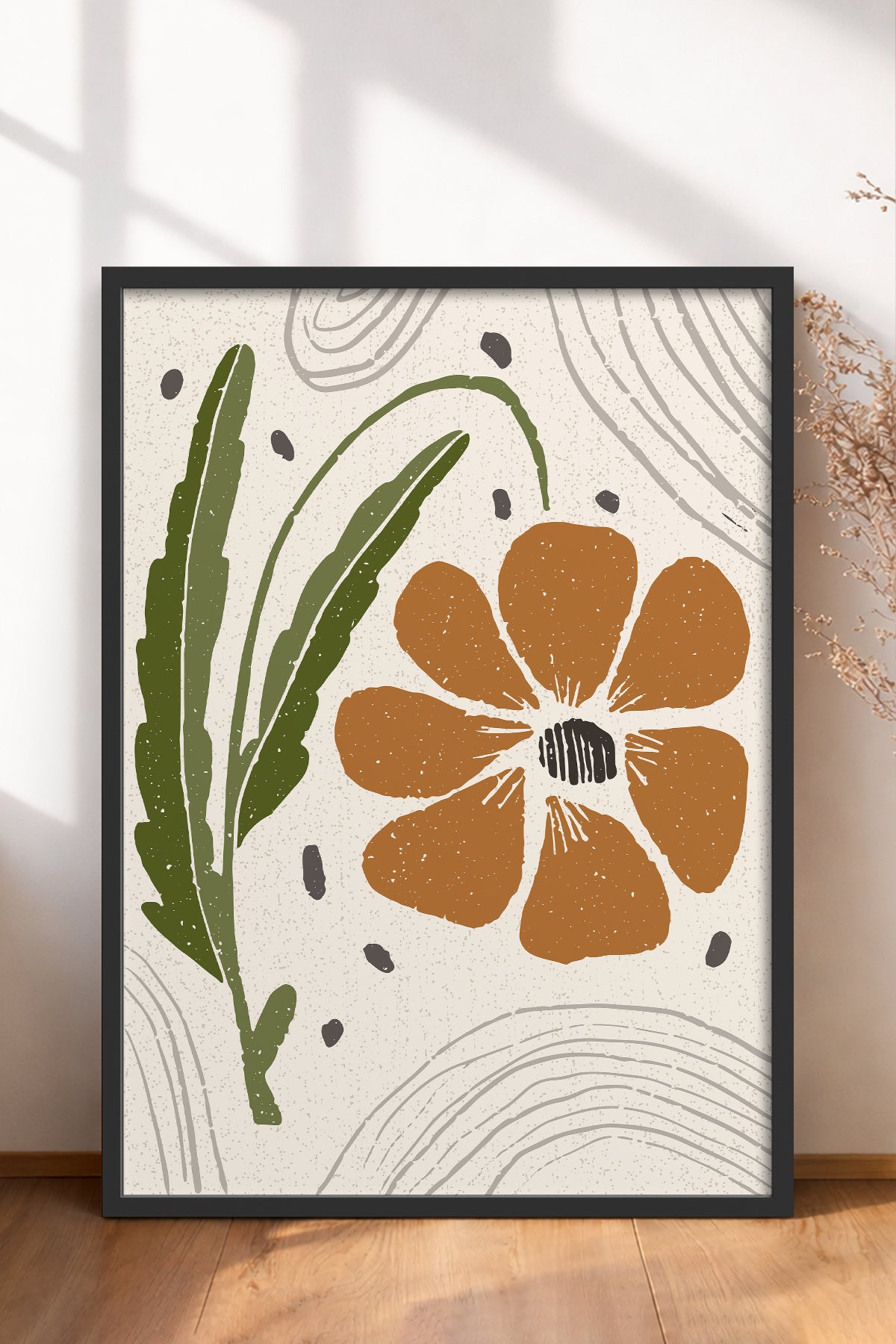HOMEPACK Ahşap Çerçeveli Tablo Çerçeveli Poster Sanatsal Modern Duvar Dekoru FLOWER-40