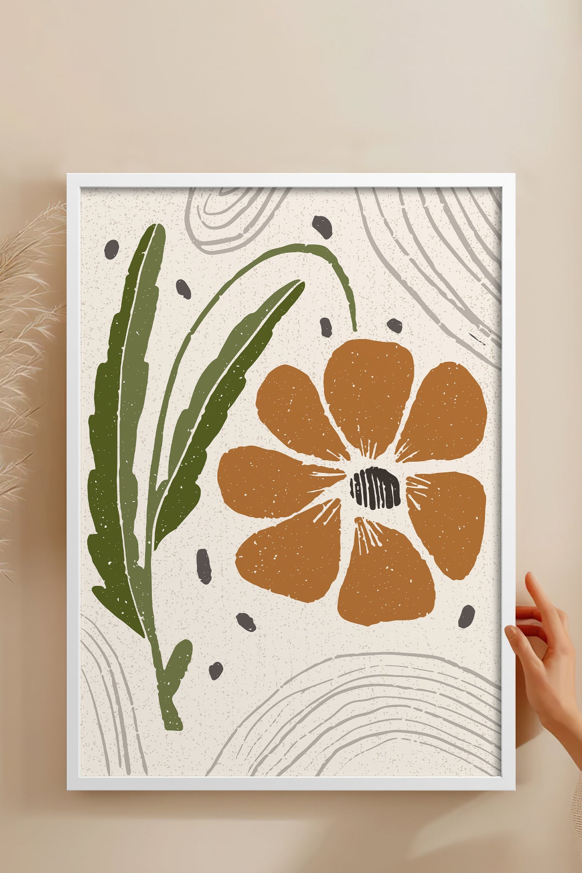 HOMEPACK Ahşap Çerçeveli Tablo Çerçeveli Poster Sanatsal Modern Duvar Dekoru FLOWER-40