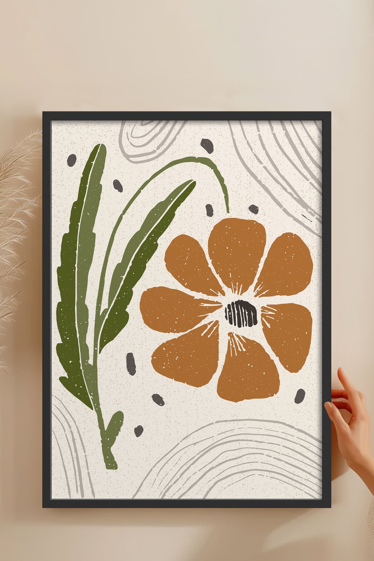 HOMEPACK Ahşap Çerçeveli Tablo Çerçeveli Poster Sanatsal Modern Duvar Dekoru FLOWER-40