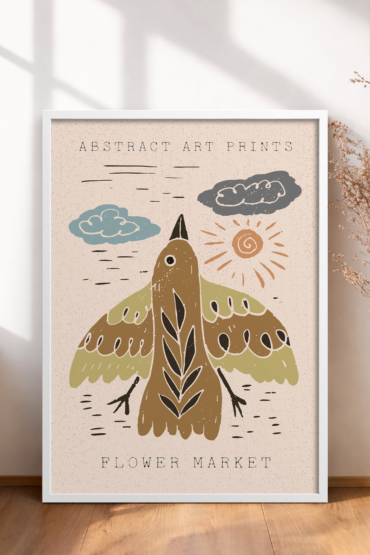 HOMEPACK Ahşap Çerçeveli Tablo Çerçeveli Poster Sanatsal Modern Duvar Dekoru FLOWER-42