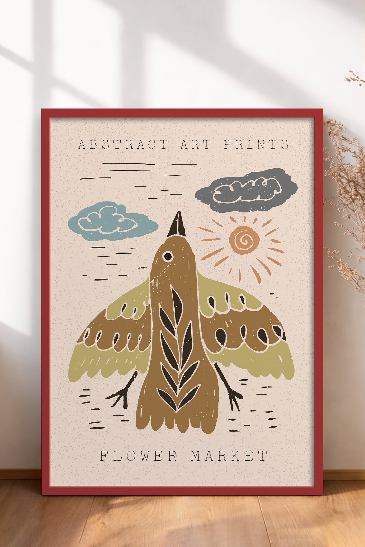 HOMEPACK Ahşap Çerçeveli Tablo Çerçeveli Poster Sanatsal Modern Duvar Dekoru FLOWER-42