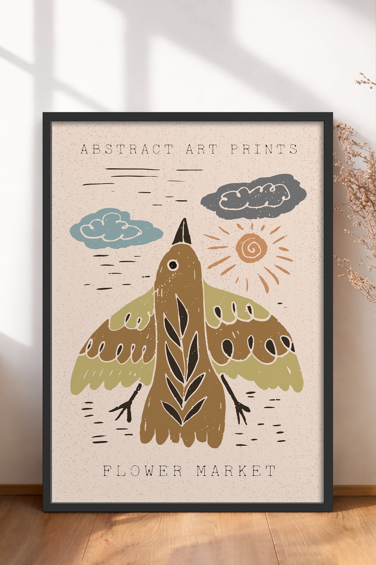 HOMEPACK Ahşap Çerçeveli Tablo Çerçeveli Poster Sanatsal Modern Duvar Dekoru FLOWER-42